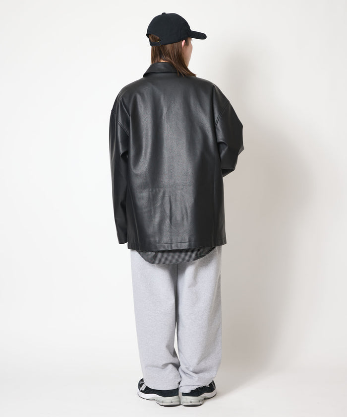 SYNTHETIC LEATHER HALF COAT