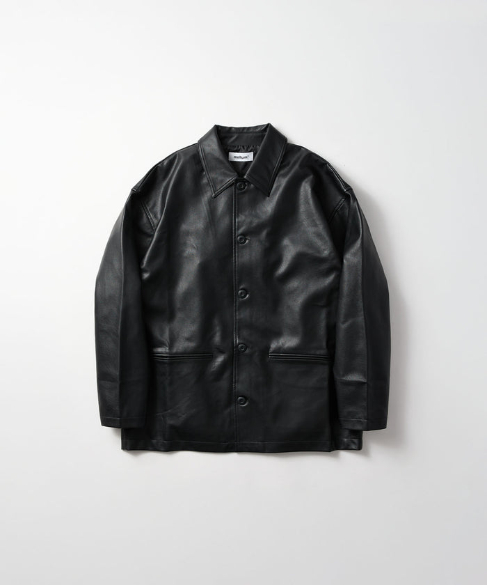 SYNTHETIC LEATHER HALF COAT