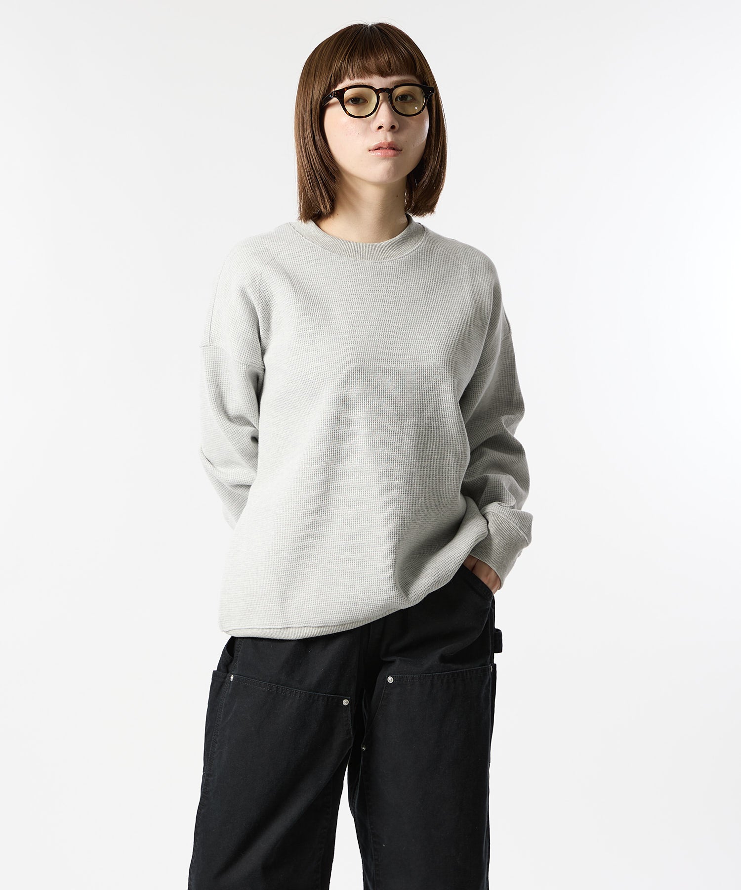 加厚华夫格长袖T恤