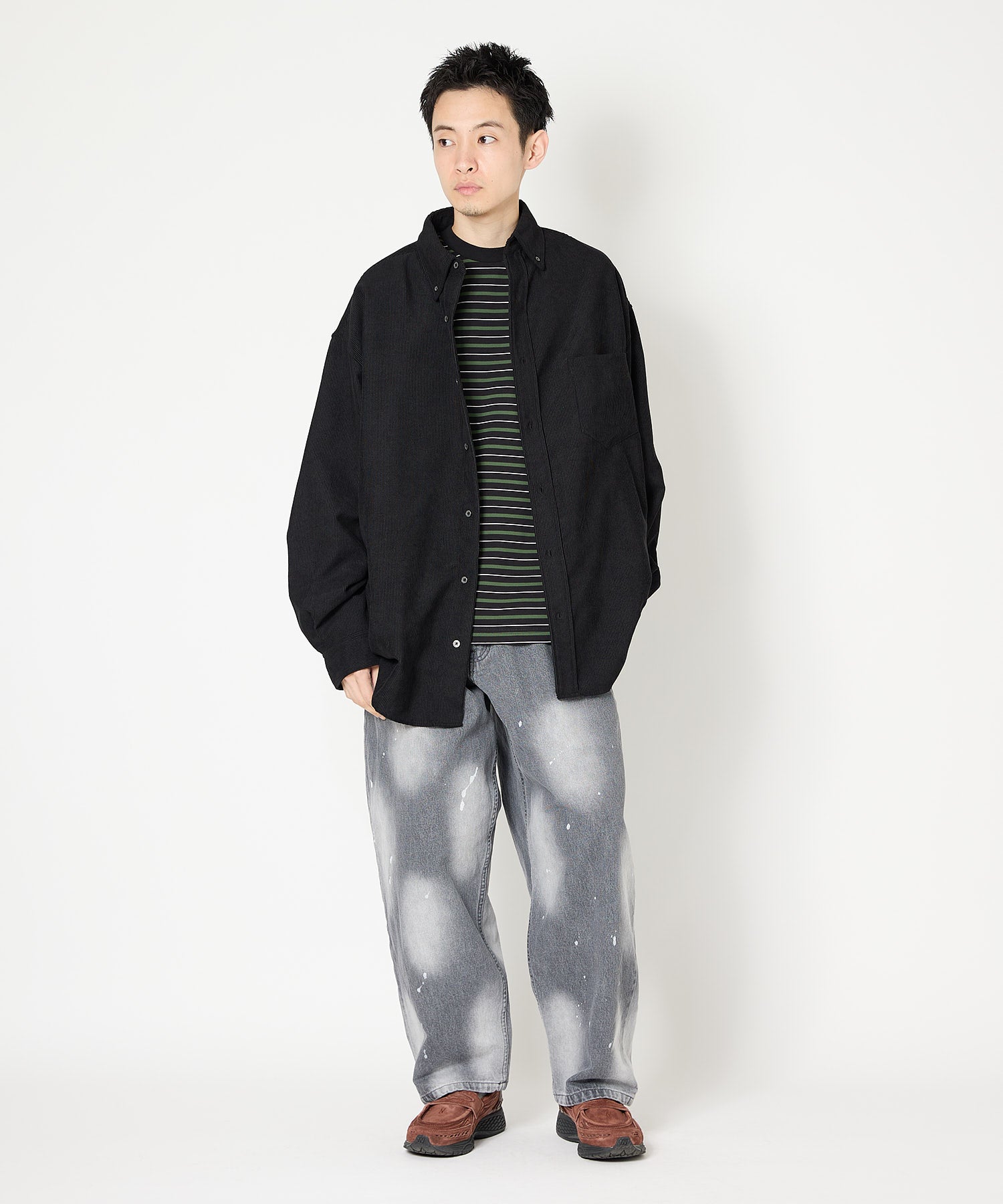 大廓形灯芯绒衬衫