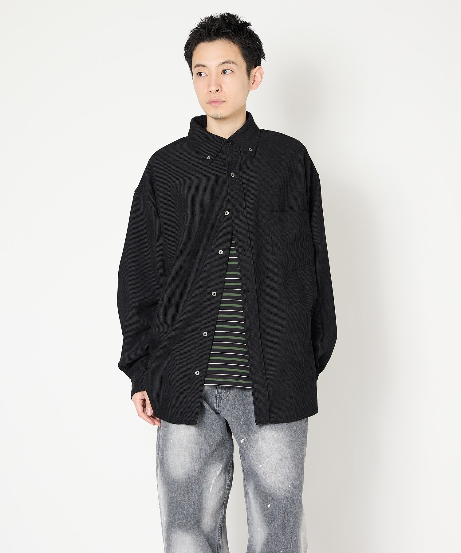 大廓形灯芯绒衬衫