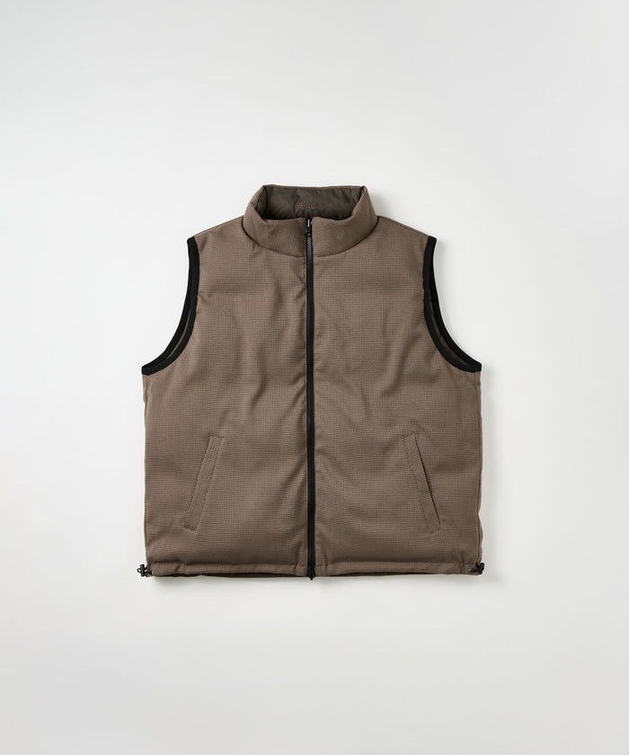 REVERSIBLE PUFFER VEST チャコール 裏 正面