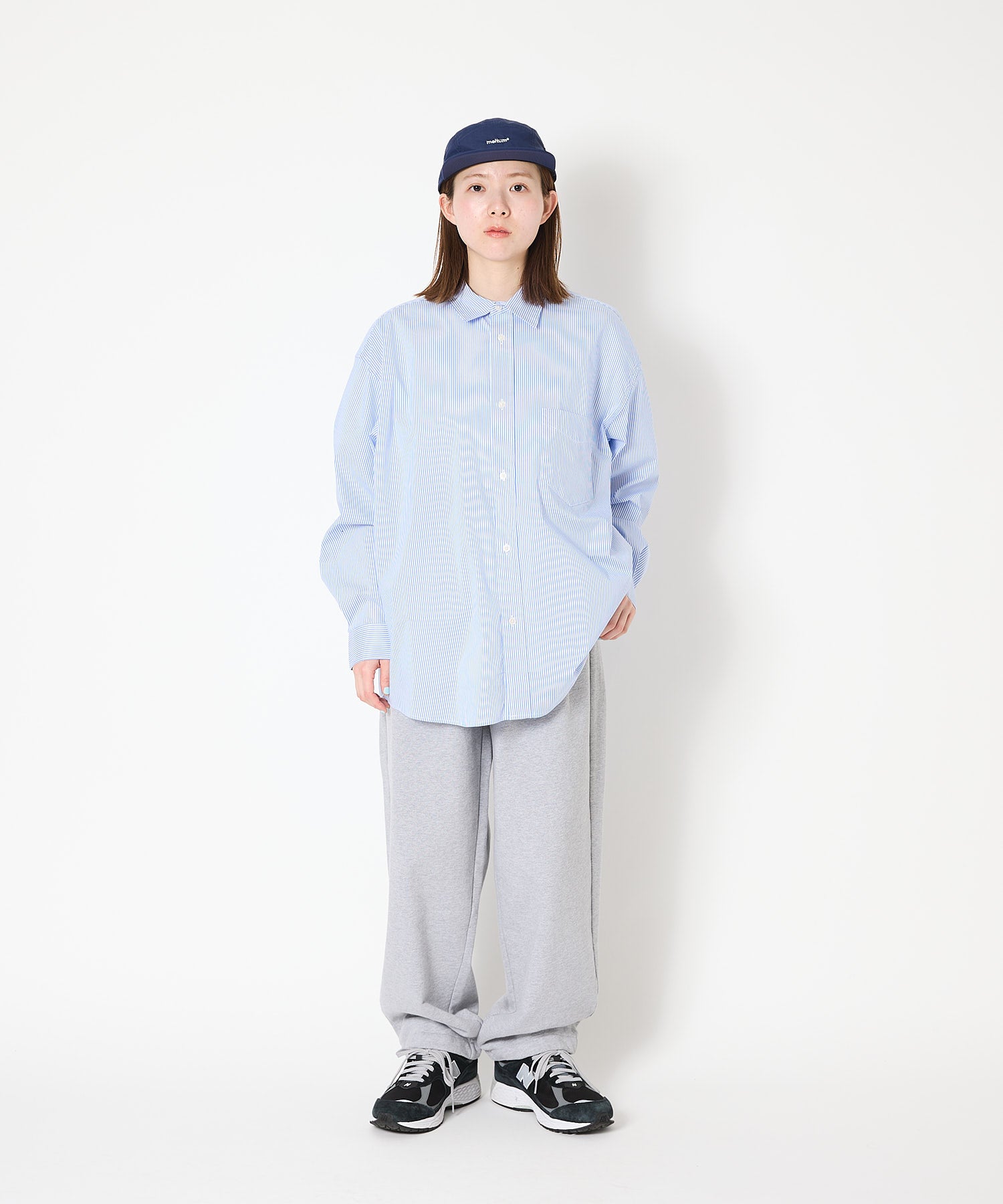 宽松条纹长袖衬衫