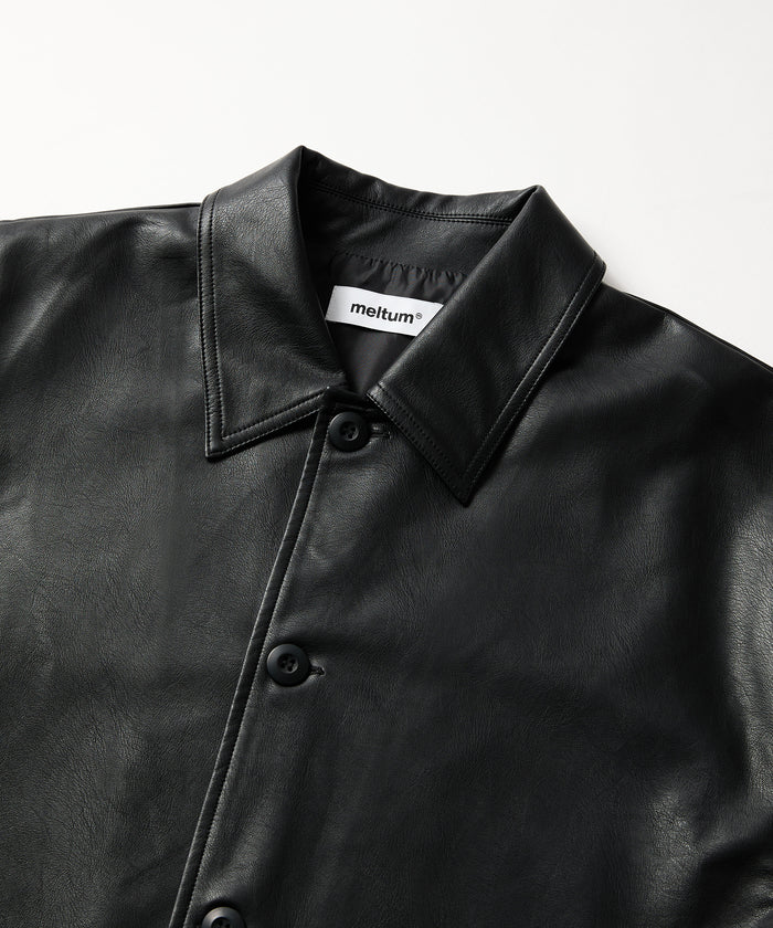 SYNTHETIC LEATHER HALF COAT