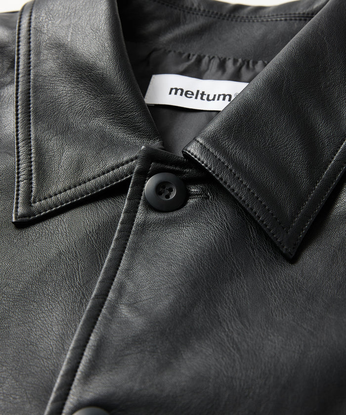 SYNTHETIC LEATHER HALF COAT