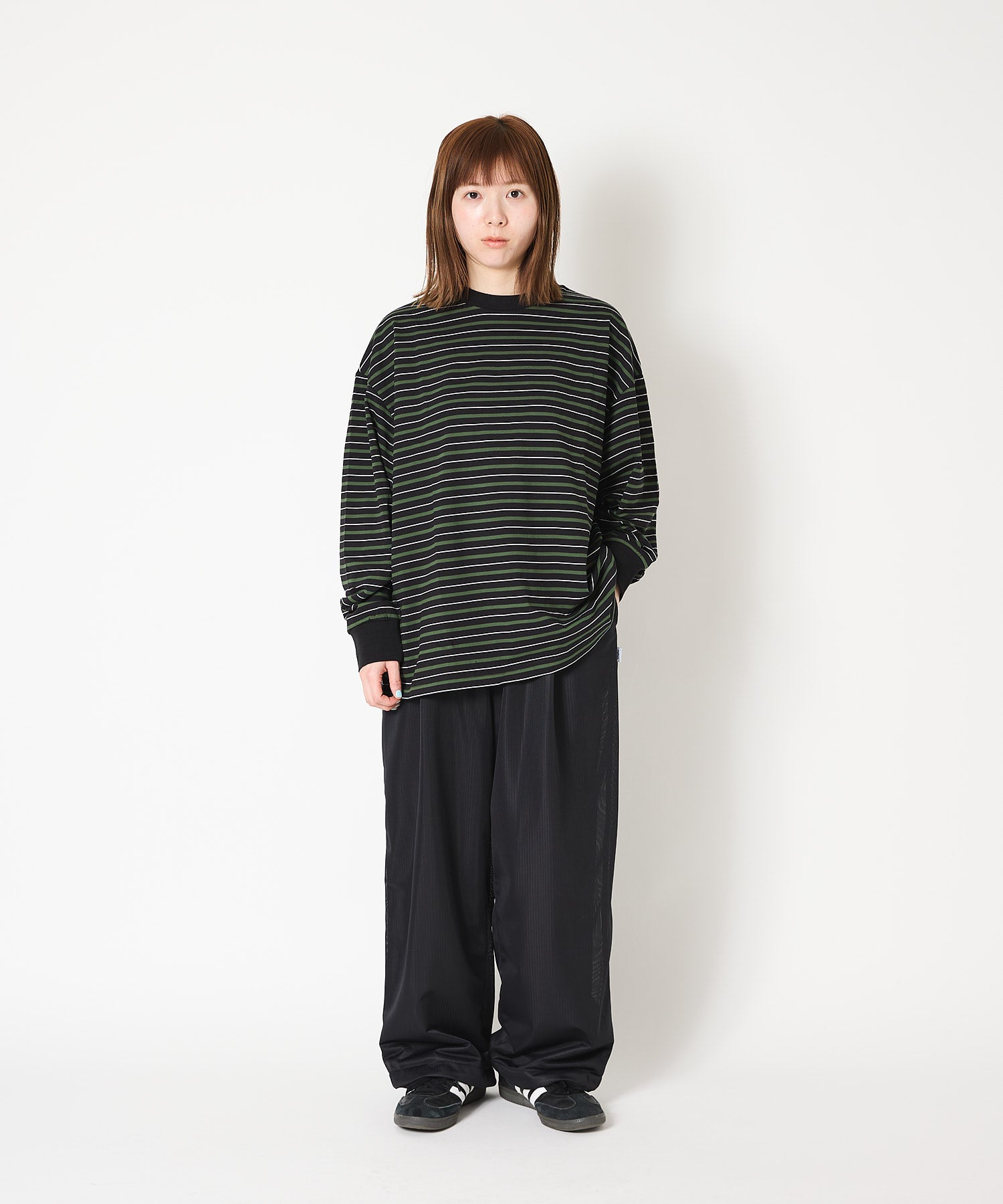 多色条纹长袖T恤