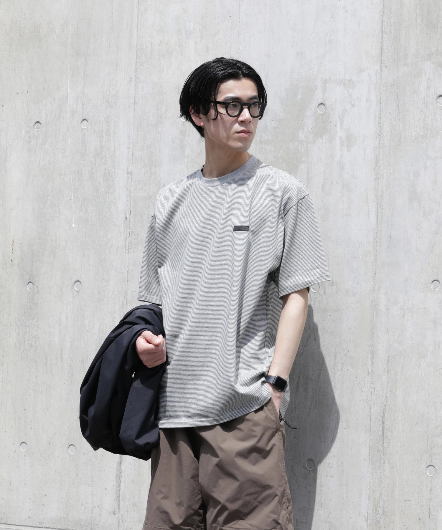 BORDER S/S T-SHIRT【GREY】