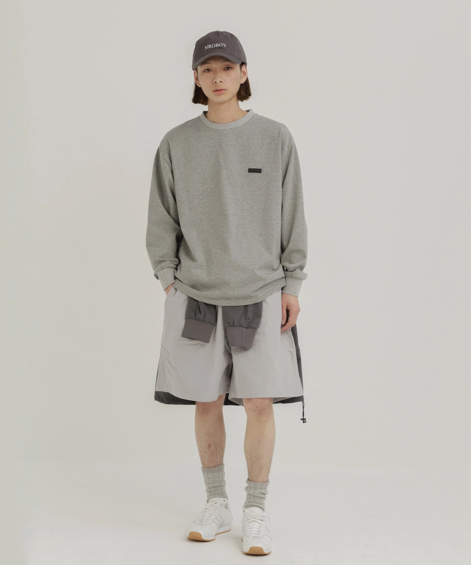 BORDER L/S T-SHIRT【GREY】