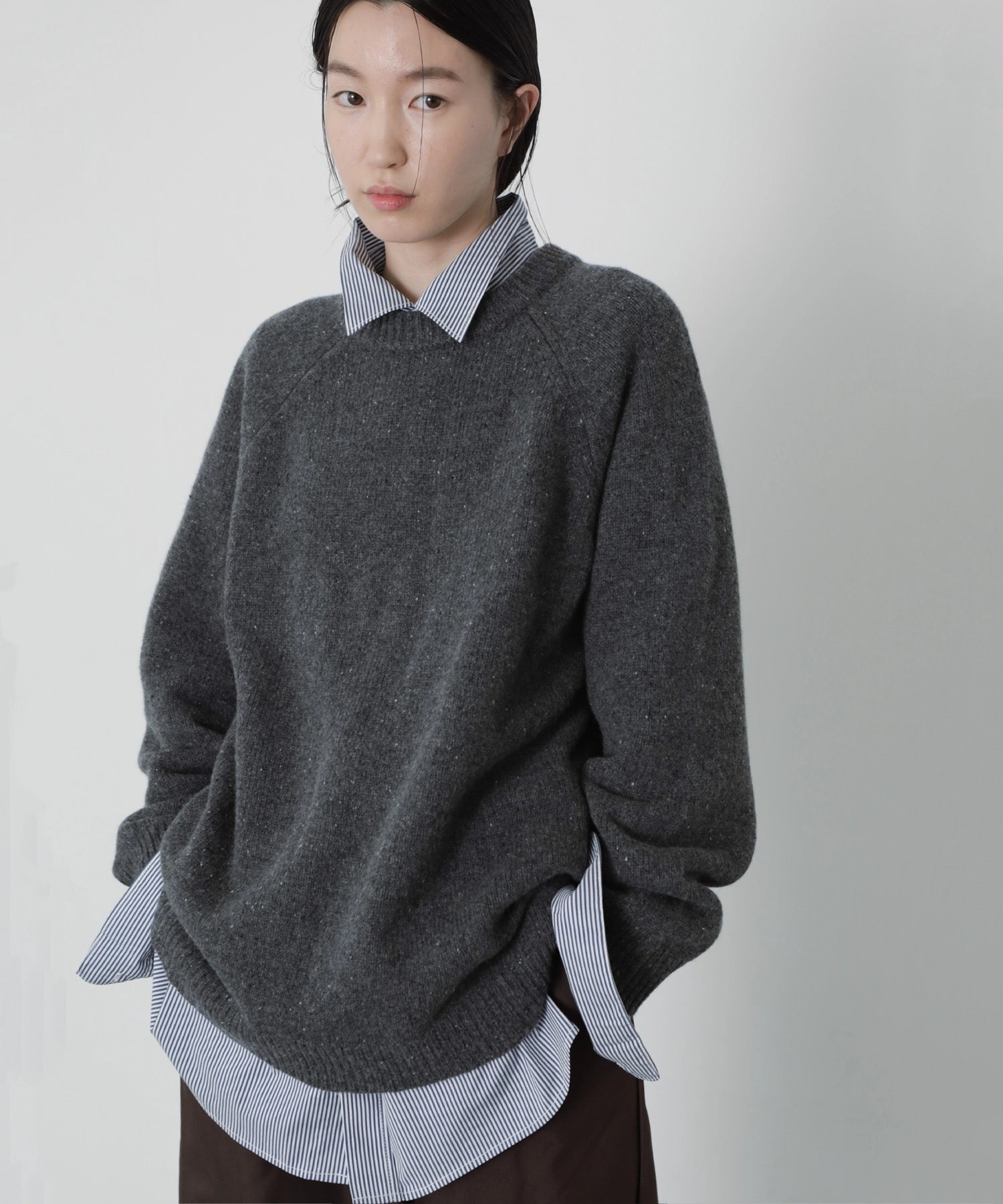 WOOL CREWNECK KNIT【CHARCOAL】