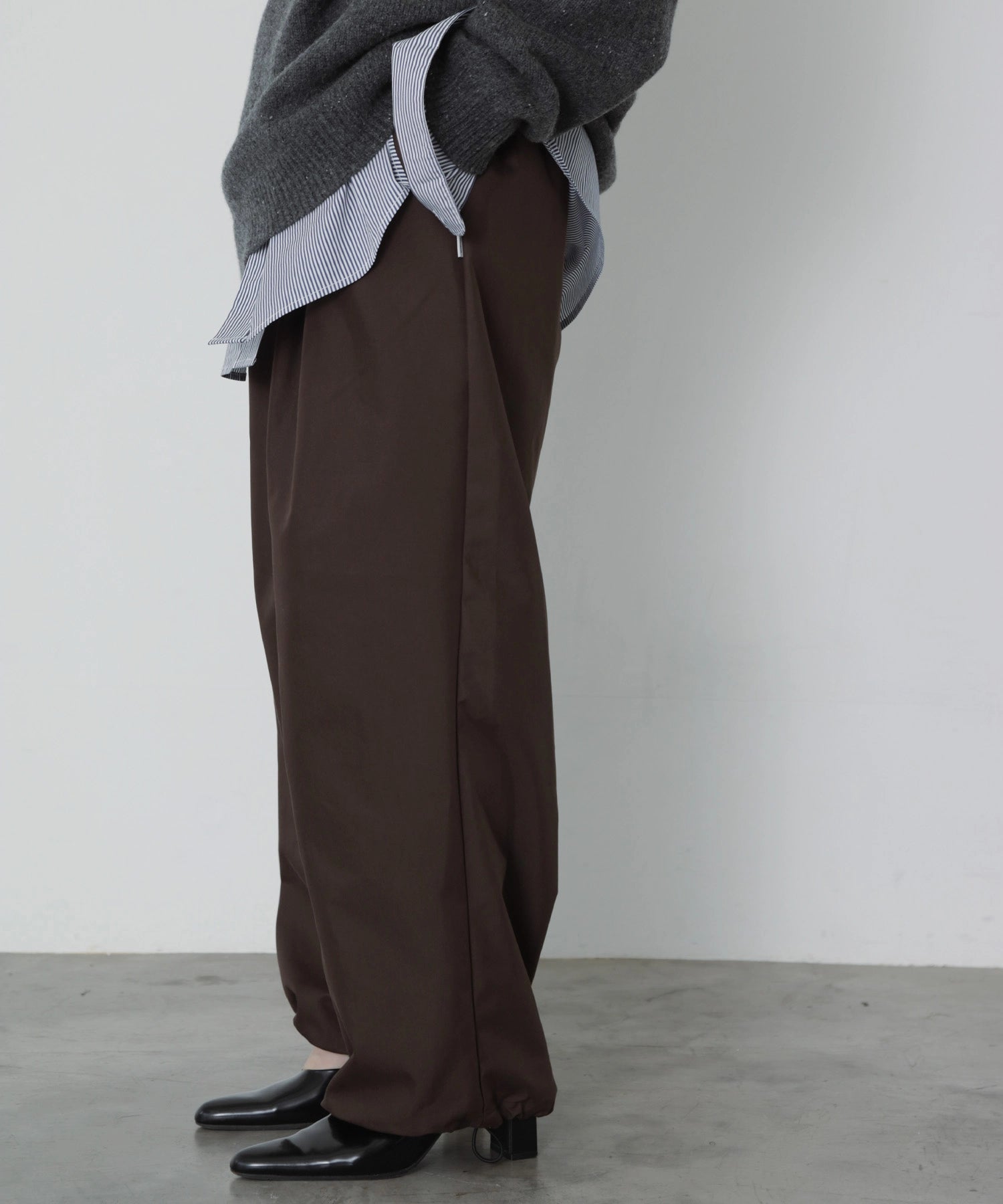 NYLON TWILL STRING PANTS【BROWN】