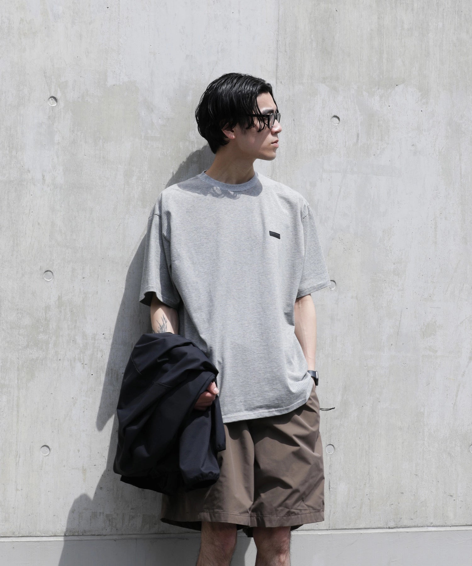 BORDER S/S T-SHIRT【GREY】