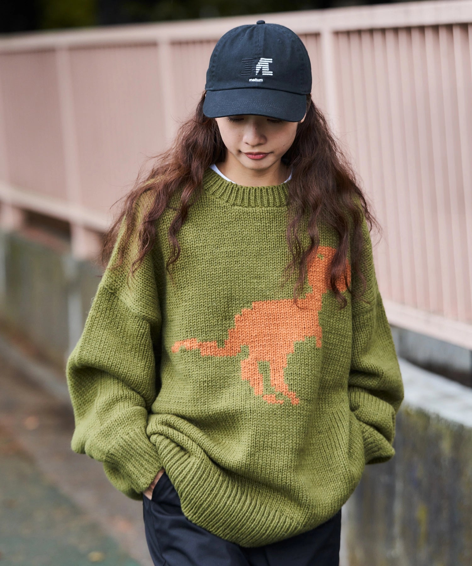 HAND KNIT (DINOSAUR) 【OLIVE】