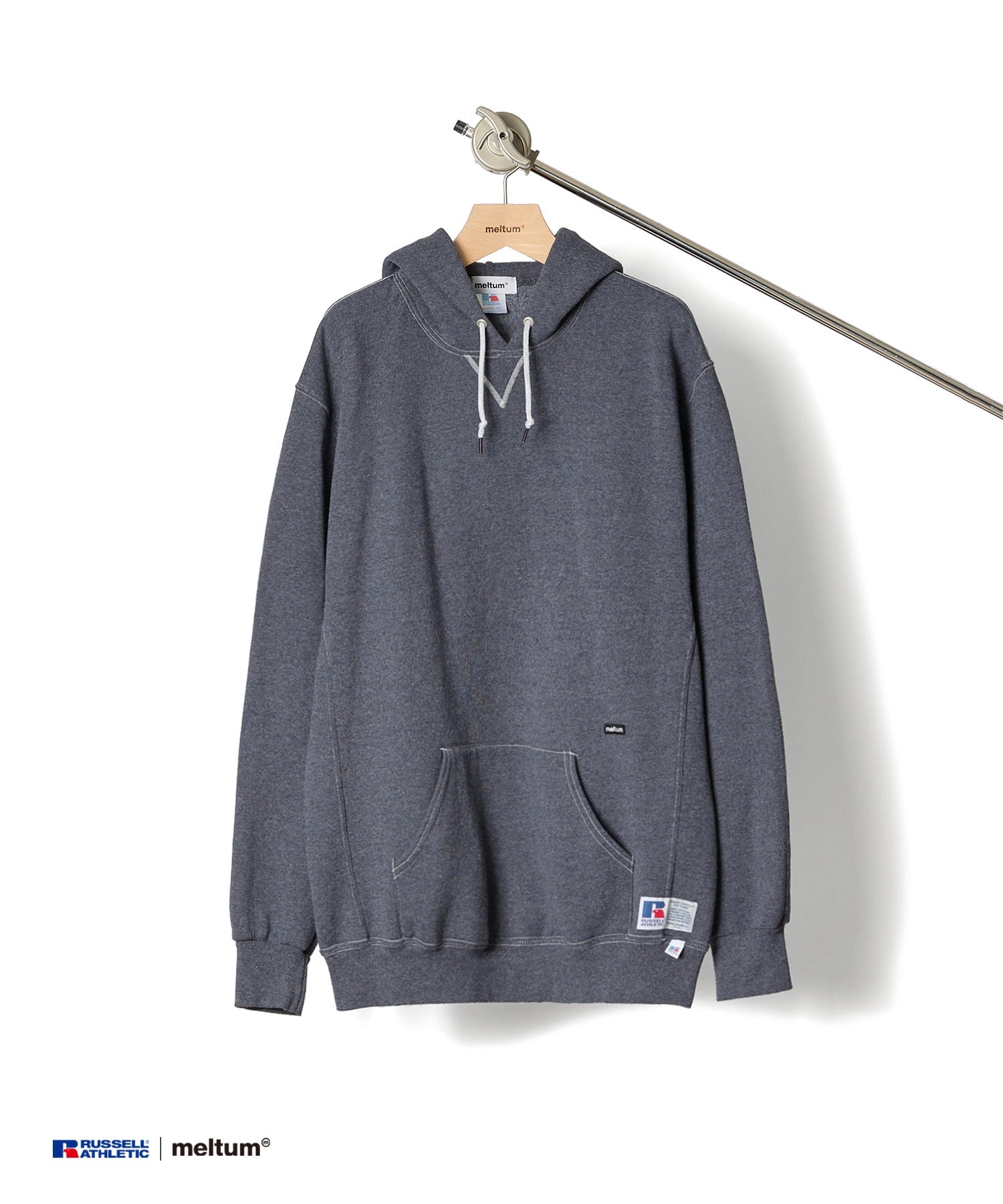 ×RUSSELL ATHLETIC STANDARD SWEAT HOODIE OVERDYE [CHARCOAL]