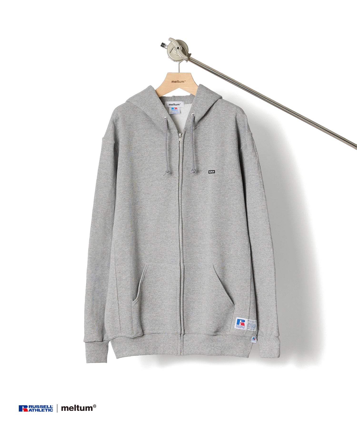 ×RUSSELL ATHLETIC STANDARD ZIP HOODIE [GREY]