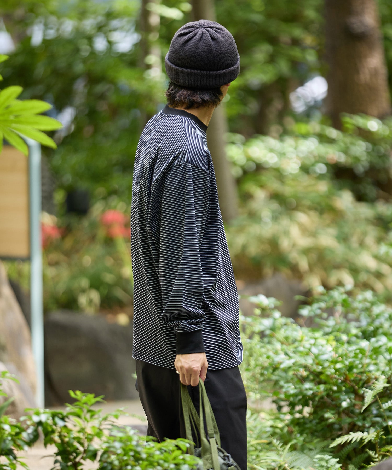 BORDER L/S T-SHIRT【BLACK】