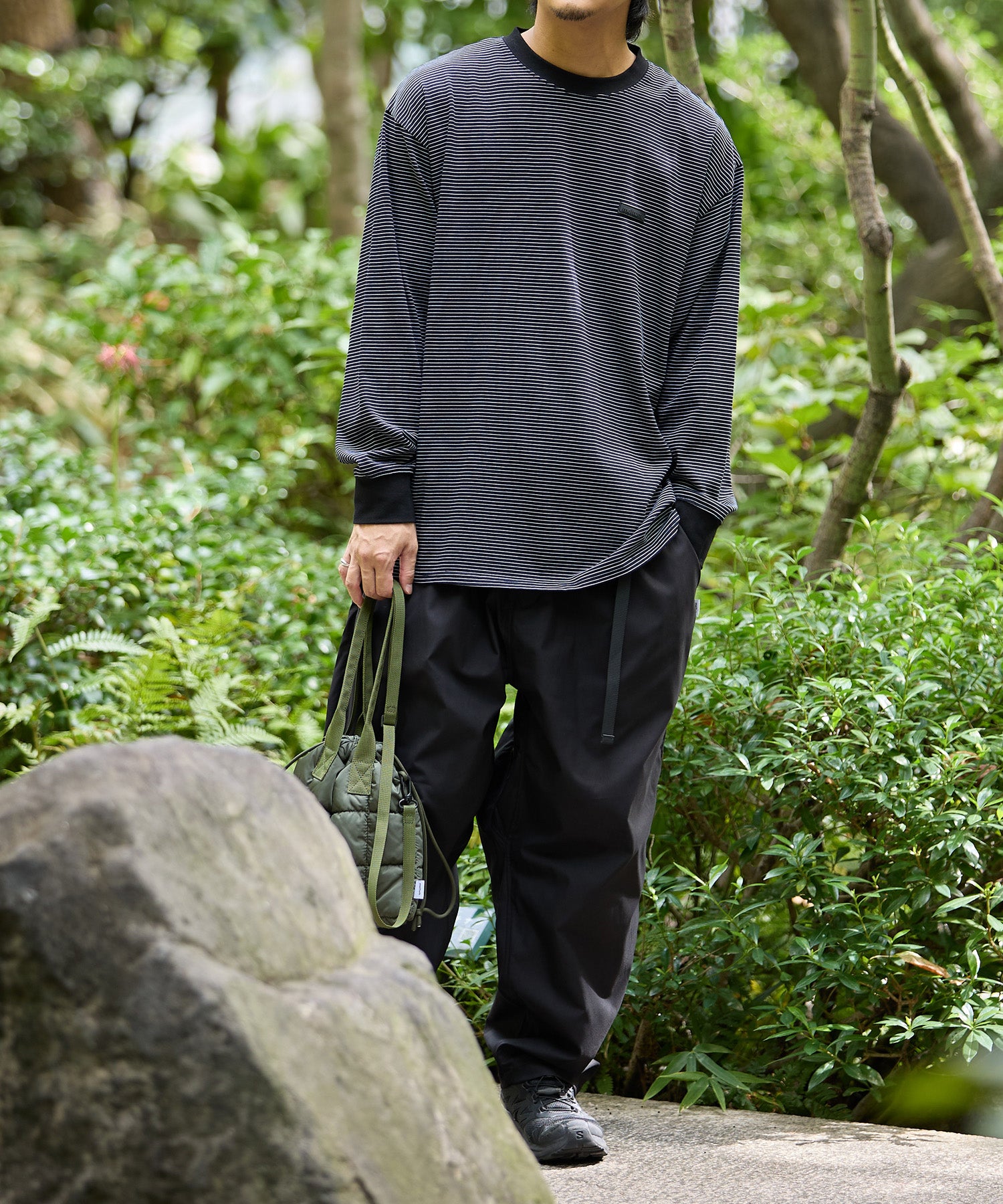 BORDER L/S T-SHIRT【BLACK】