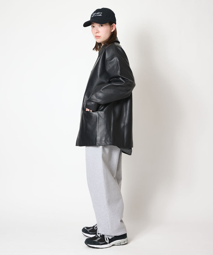 SYNTHETIC LEATHER HALF COAT