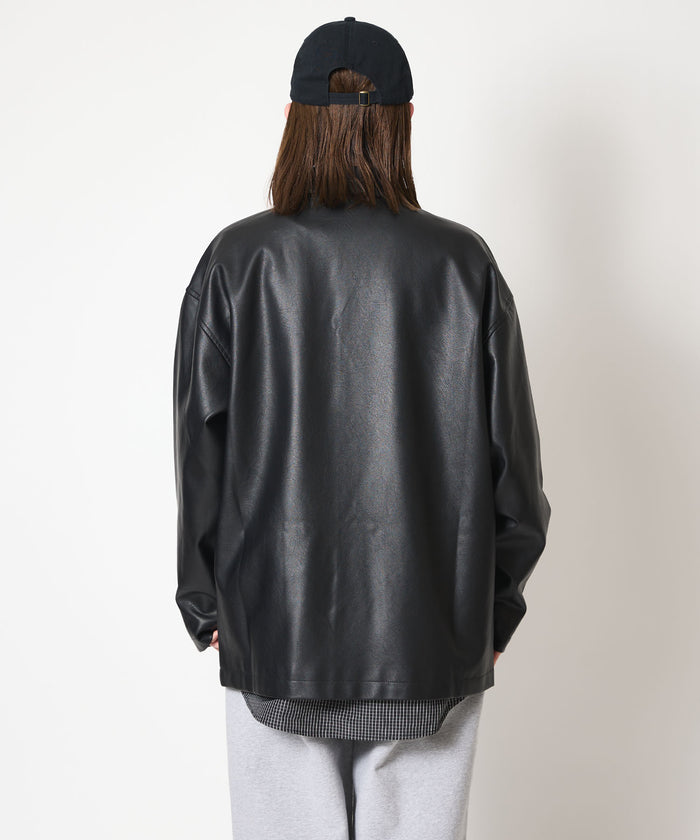SYNTHETIC LEATHER HALF COAT