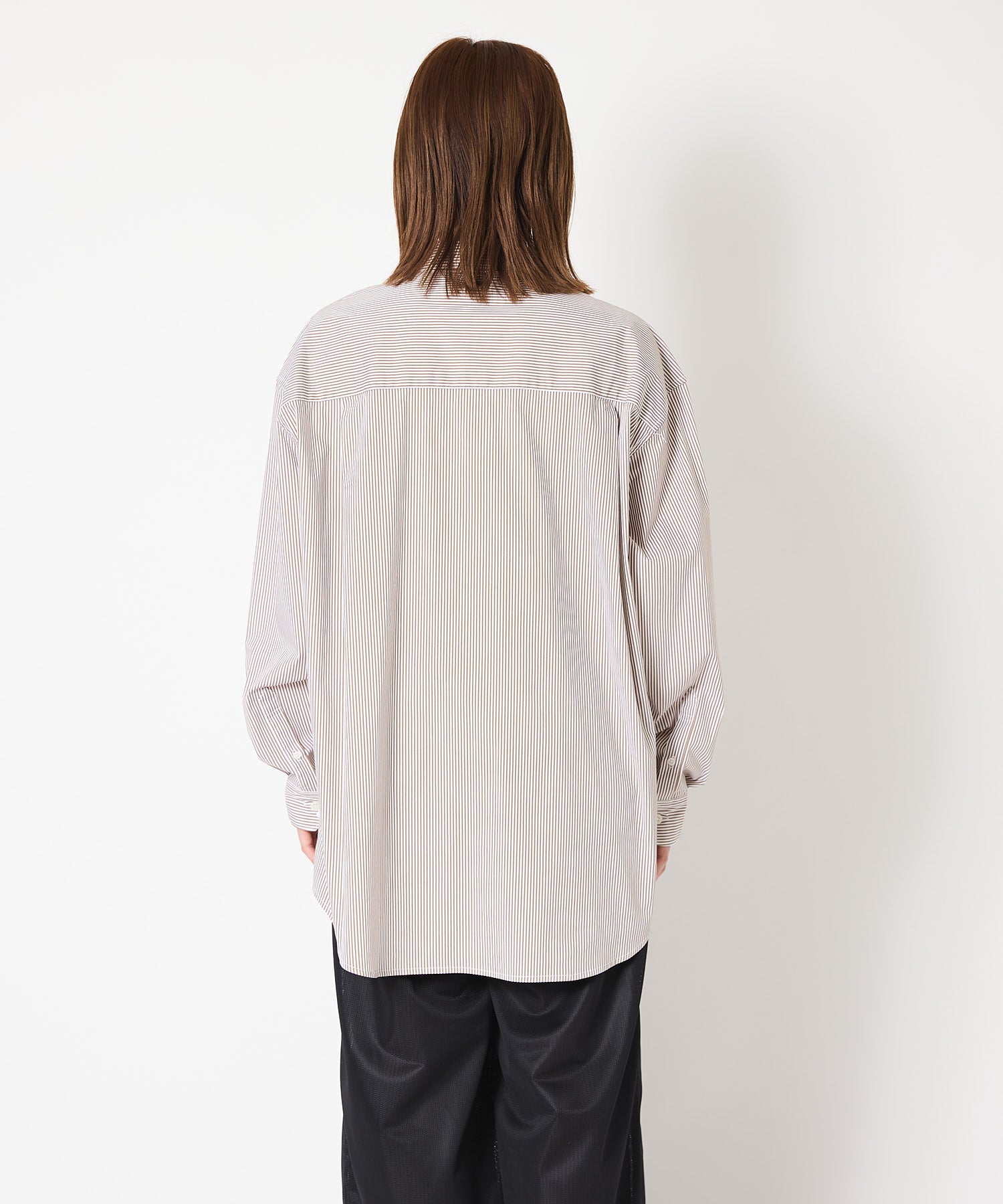 宽松条纹长袖衬衫