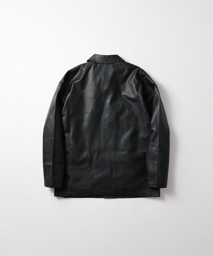SYNTHETIC LEATHER HALF COAT