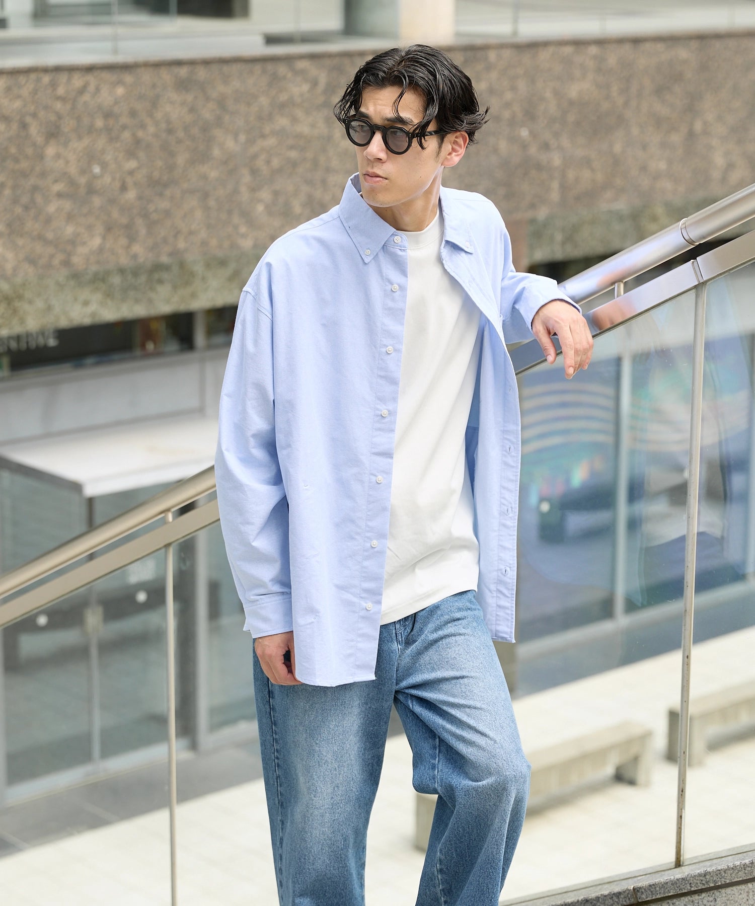 OVERSIZED B.D SHIRT【SAX】