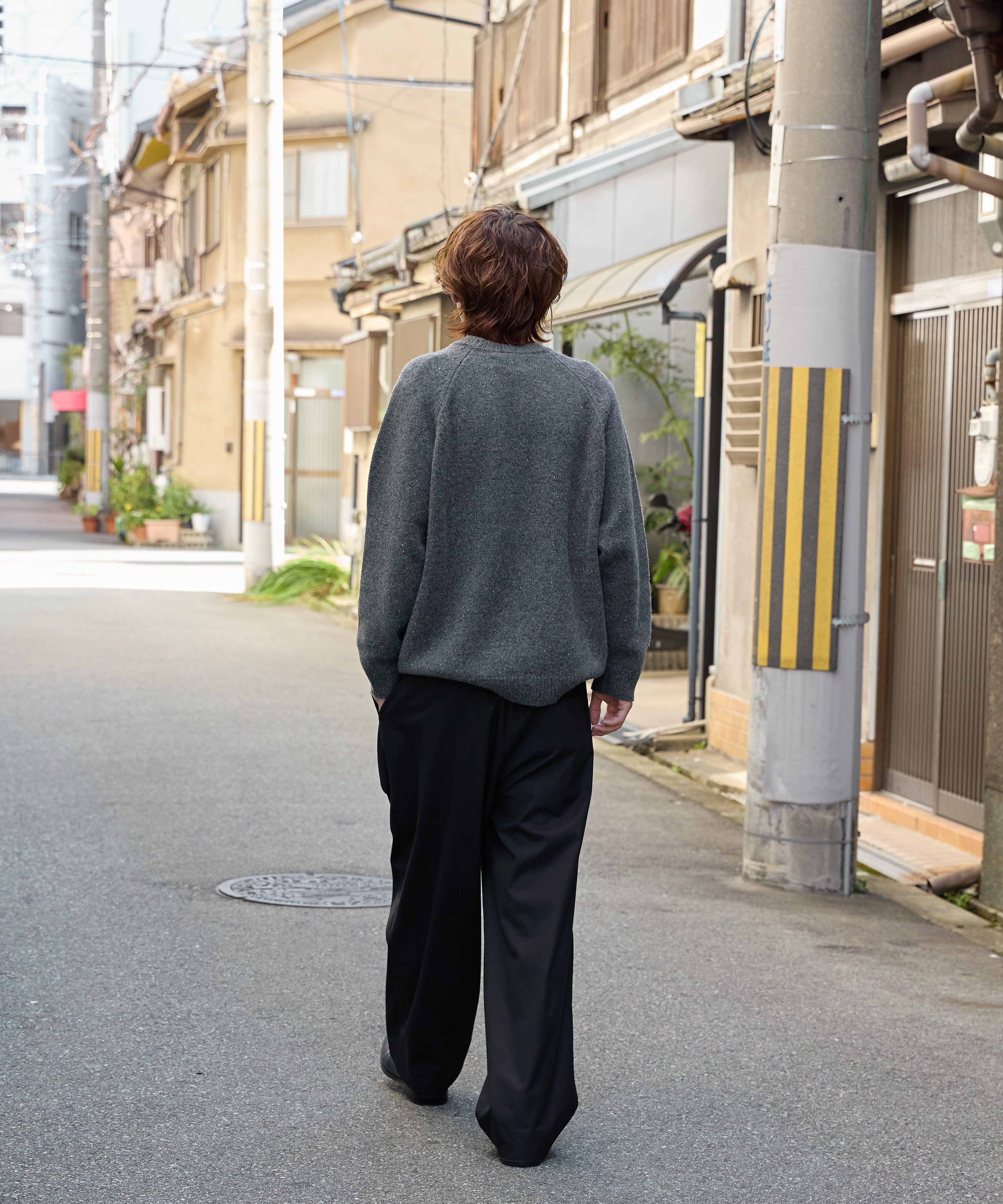 WOOL CREWNECK KNIT【CHARCOAL】