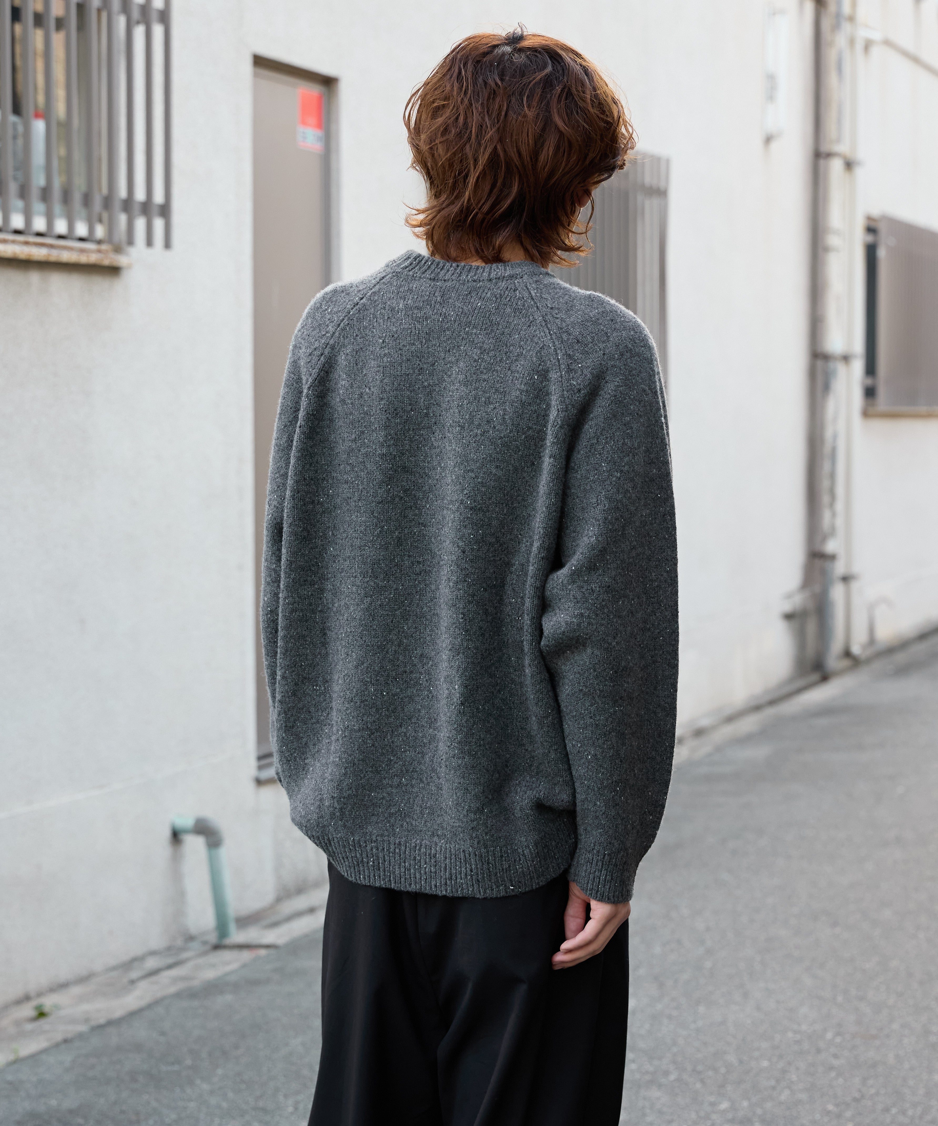 WOOL CREWNECK KNIT【CHARCOAL】