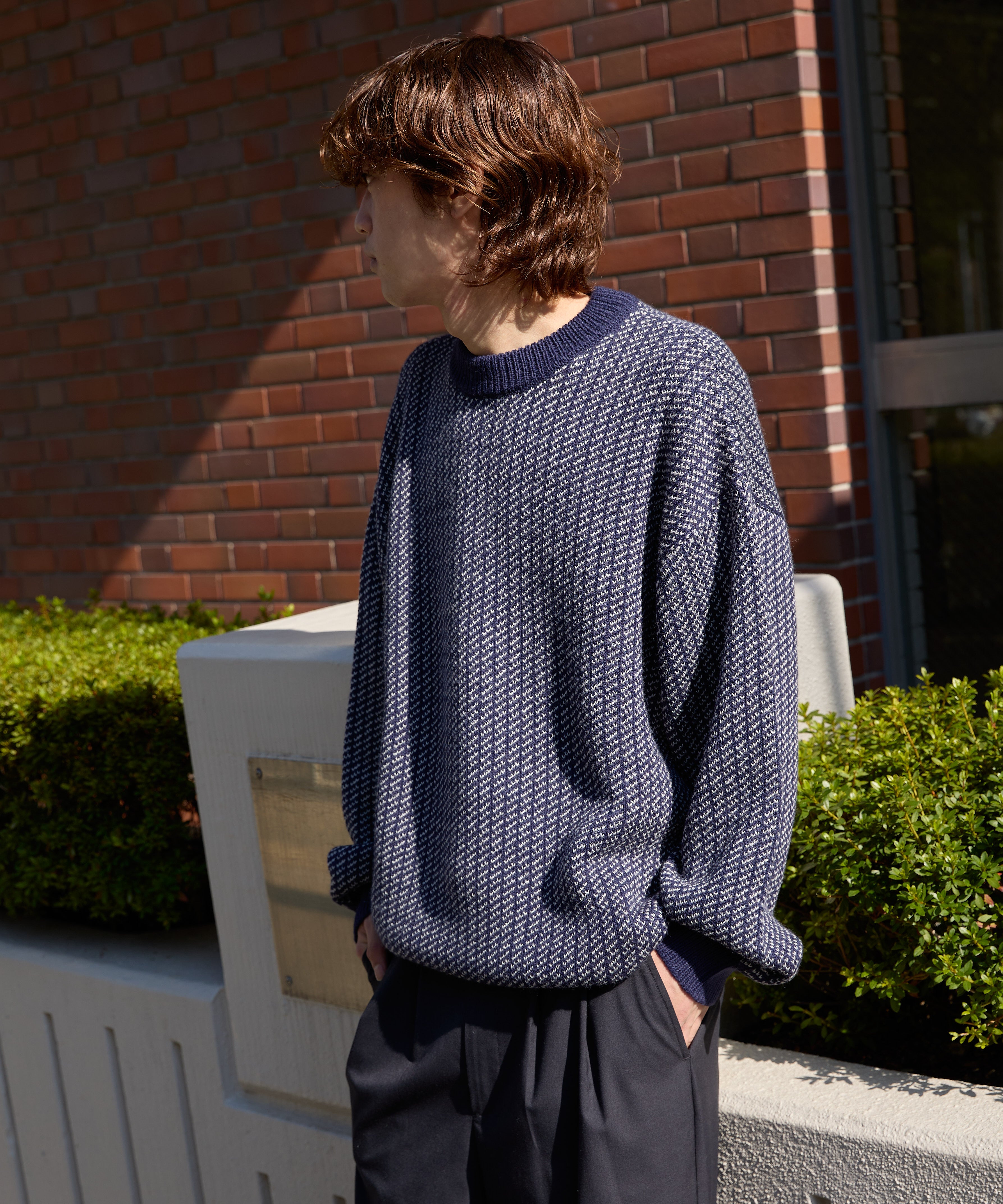 BIRDSEYE KNIT【NAVY】