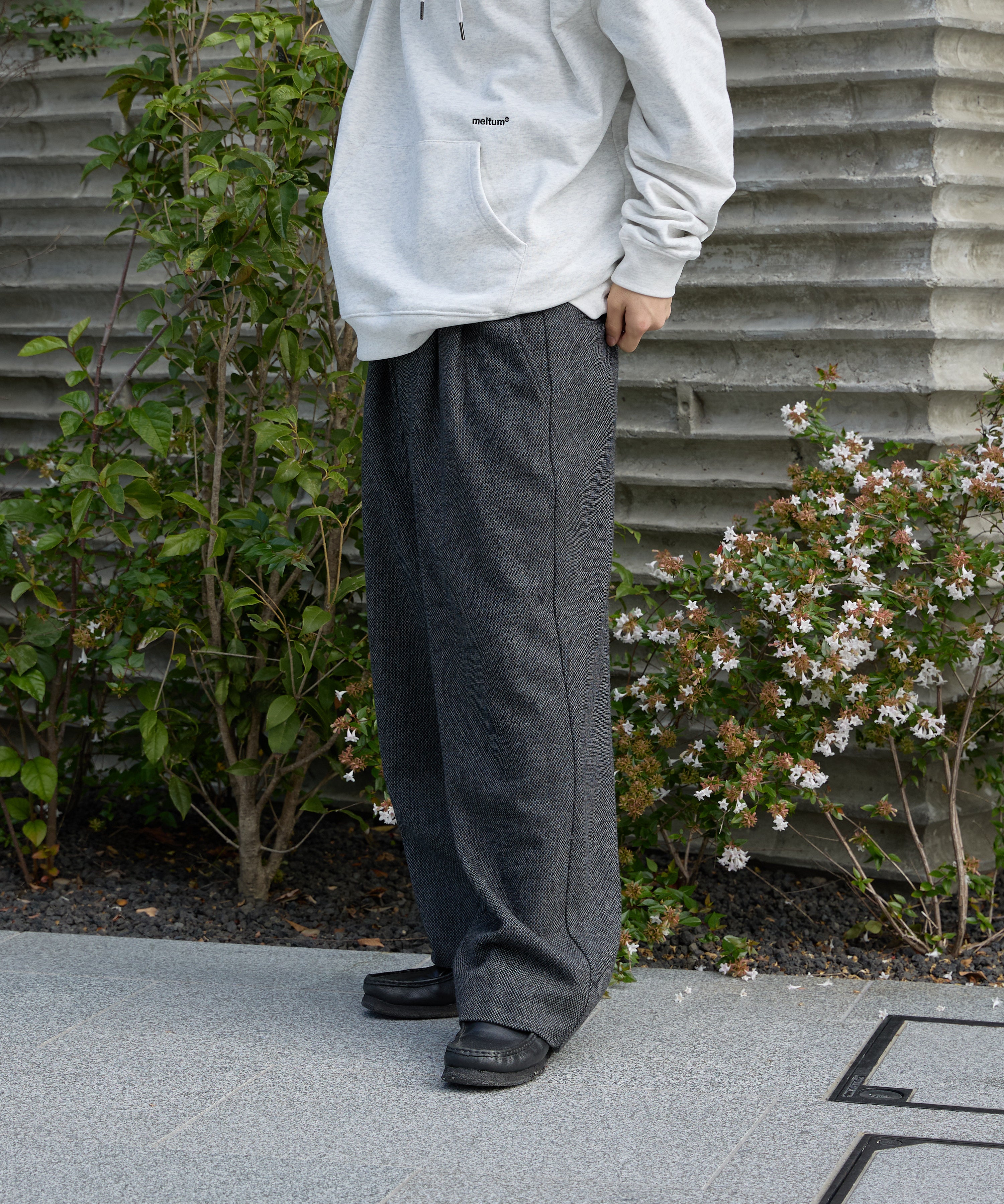 TWEED WIDE SLACKS【BLACK】