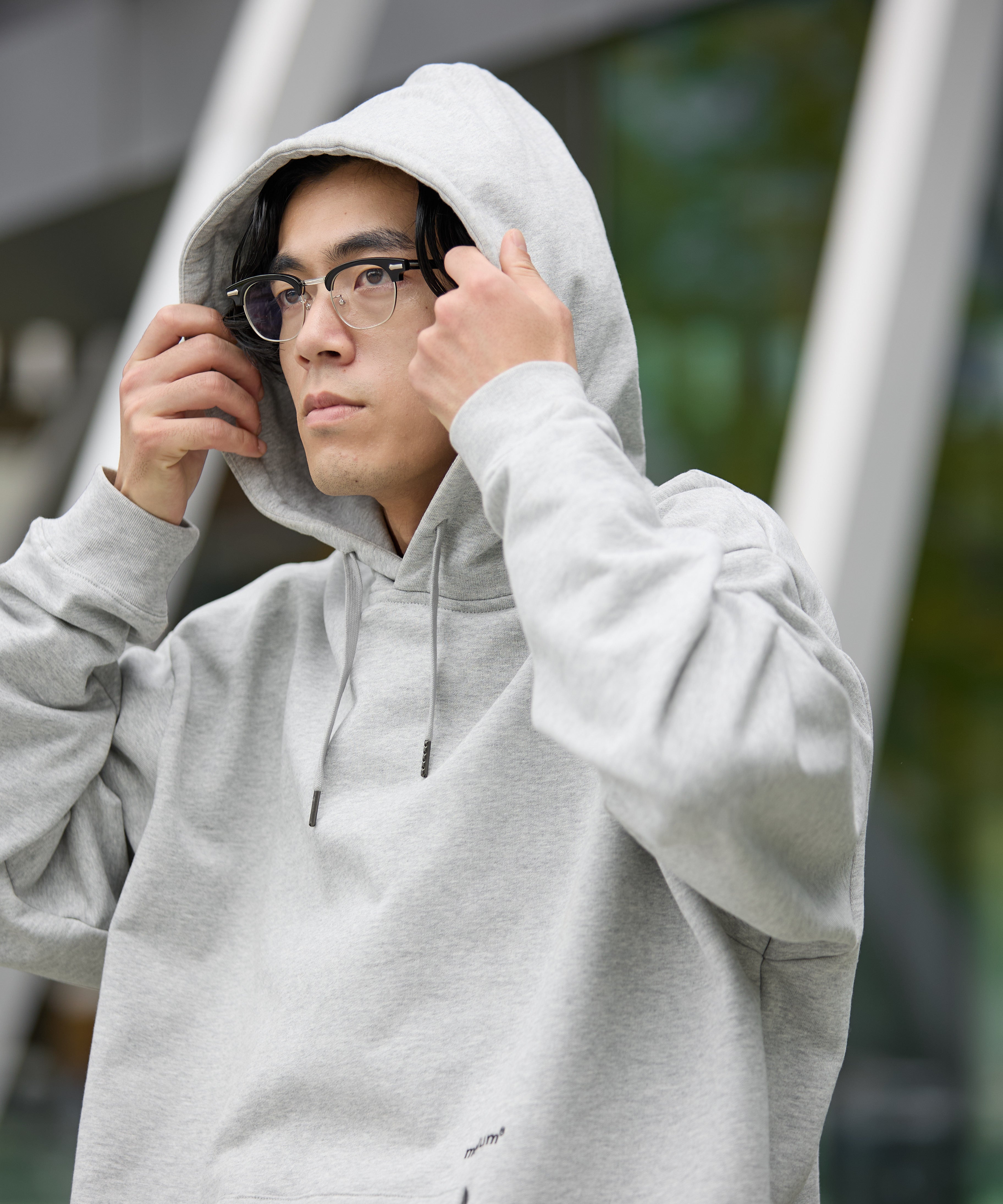 US COTTON HEAVEY SWEAT HOODIE【GREY】