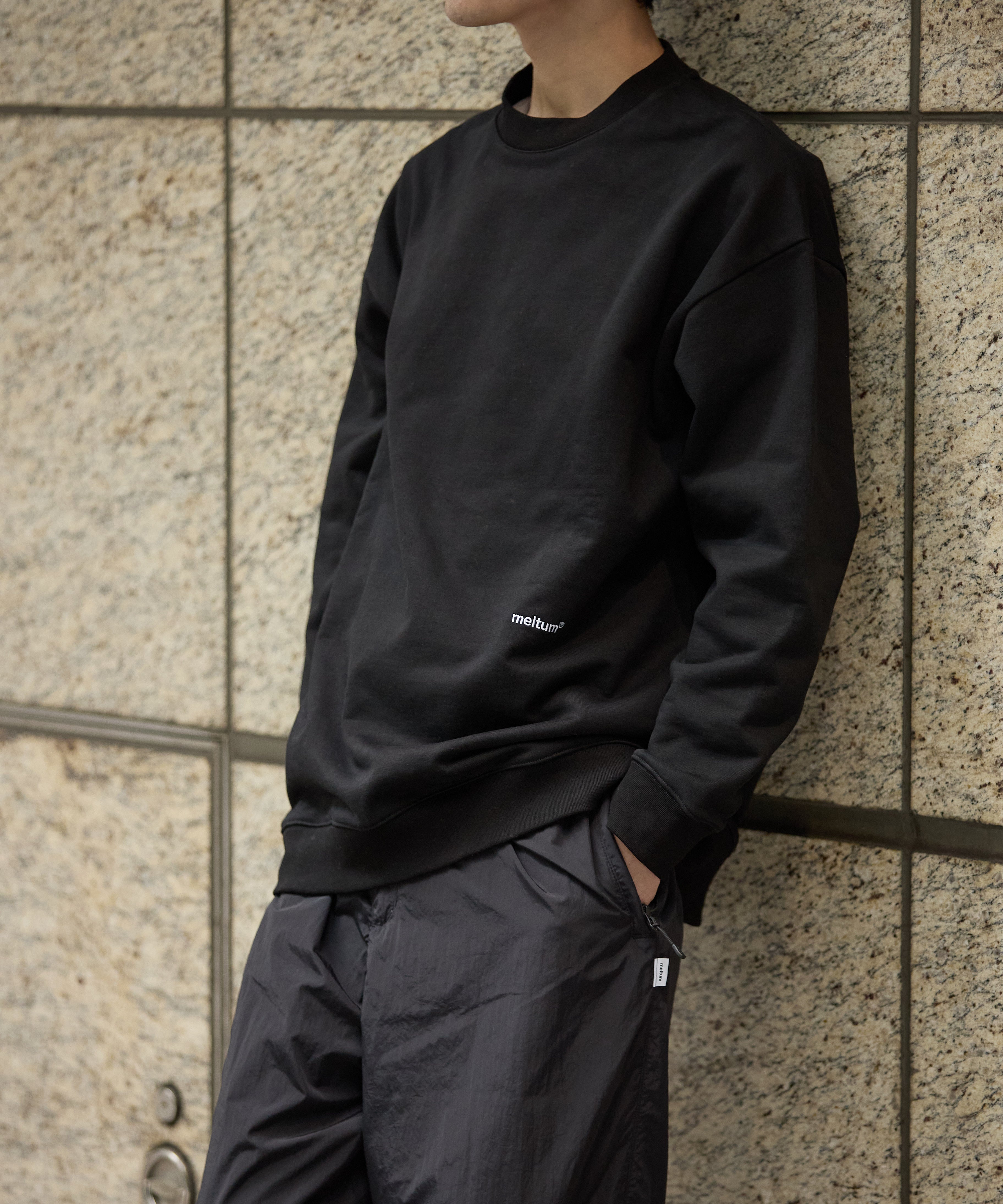 US COTTON HEAVEY SWEAT CREW【BLACK】