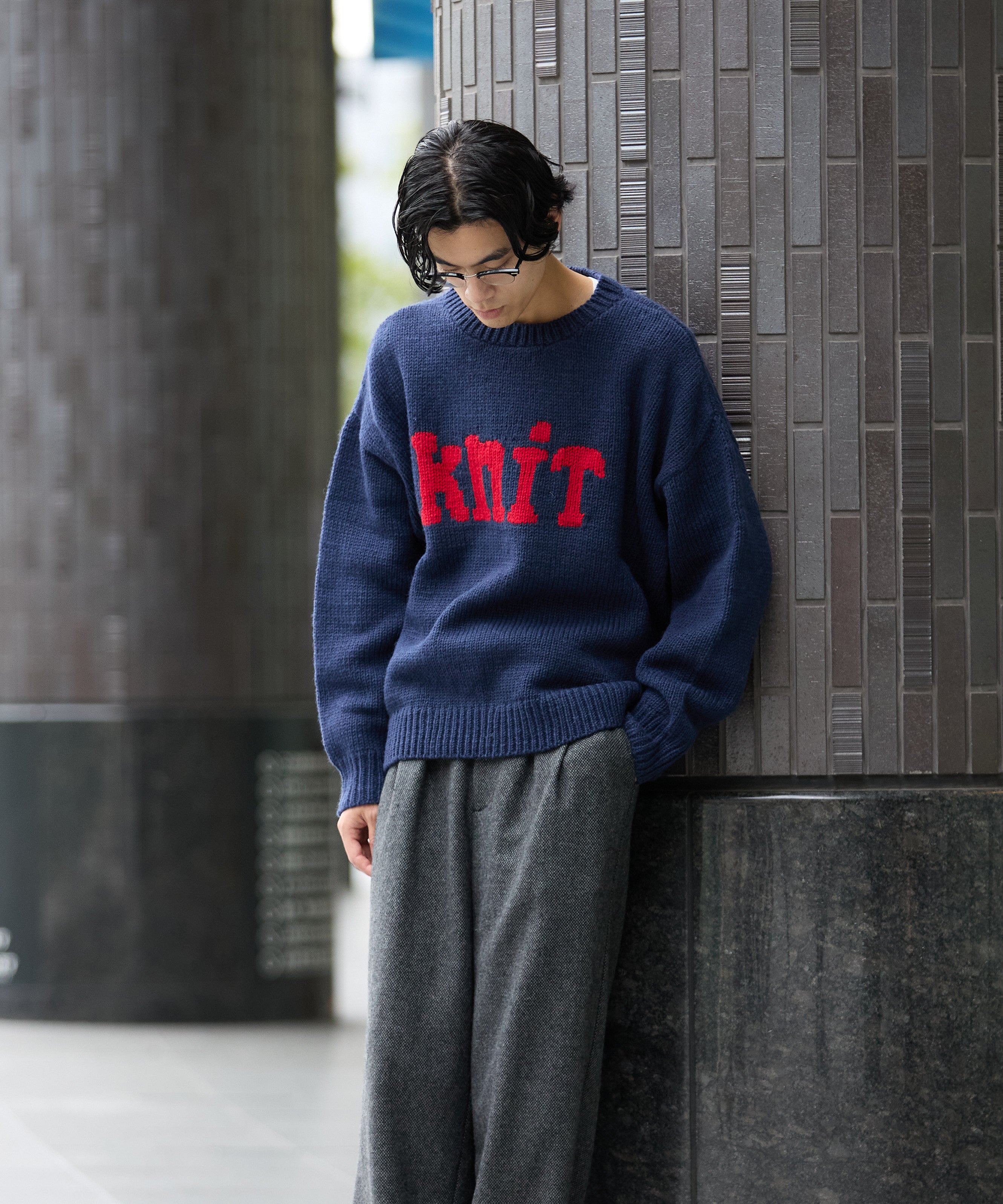 HAND KNIT (KNIT) 【NAVY】