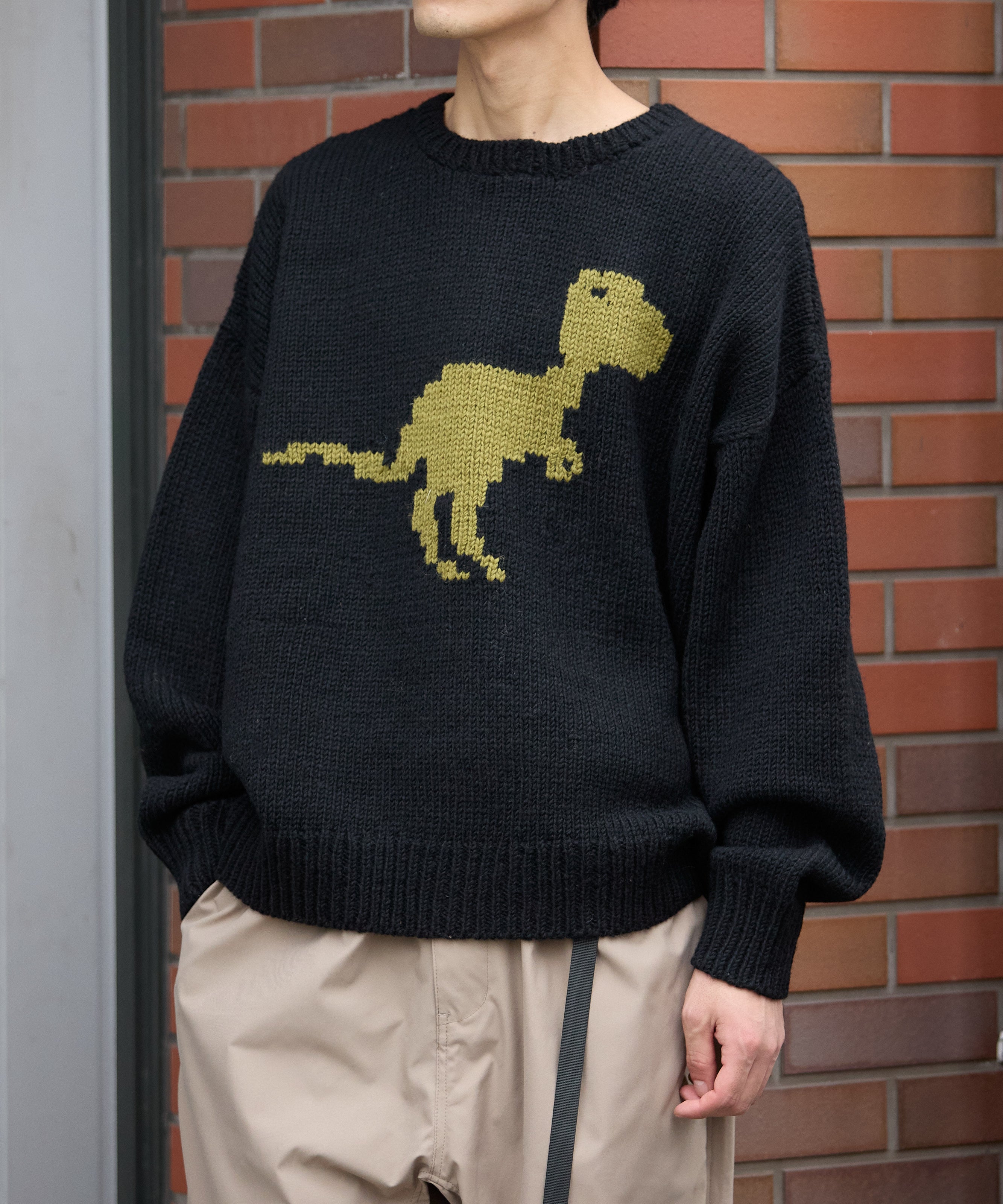 HAND KNIT (DINOSAUR) 【BLACK】