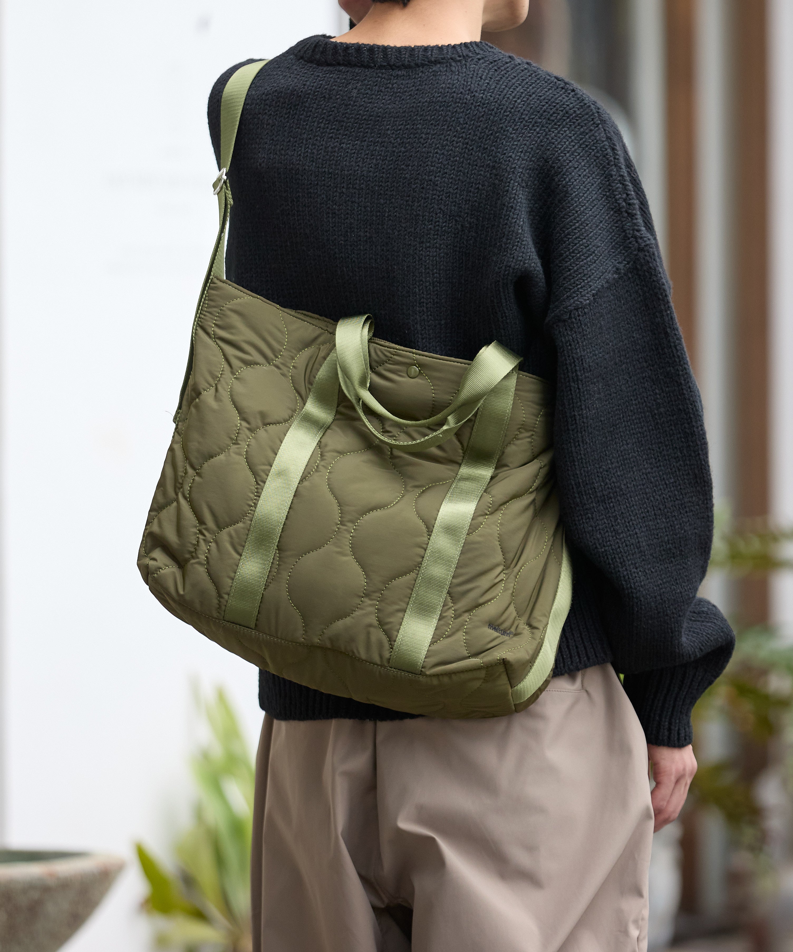 2WAY QUILTING TOTE BAG [OLIVE]