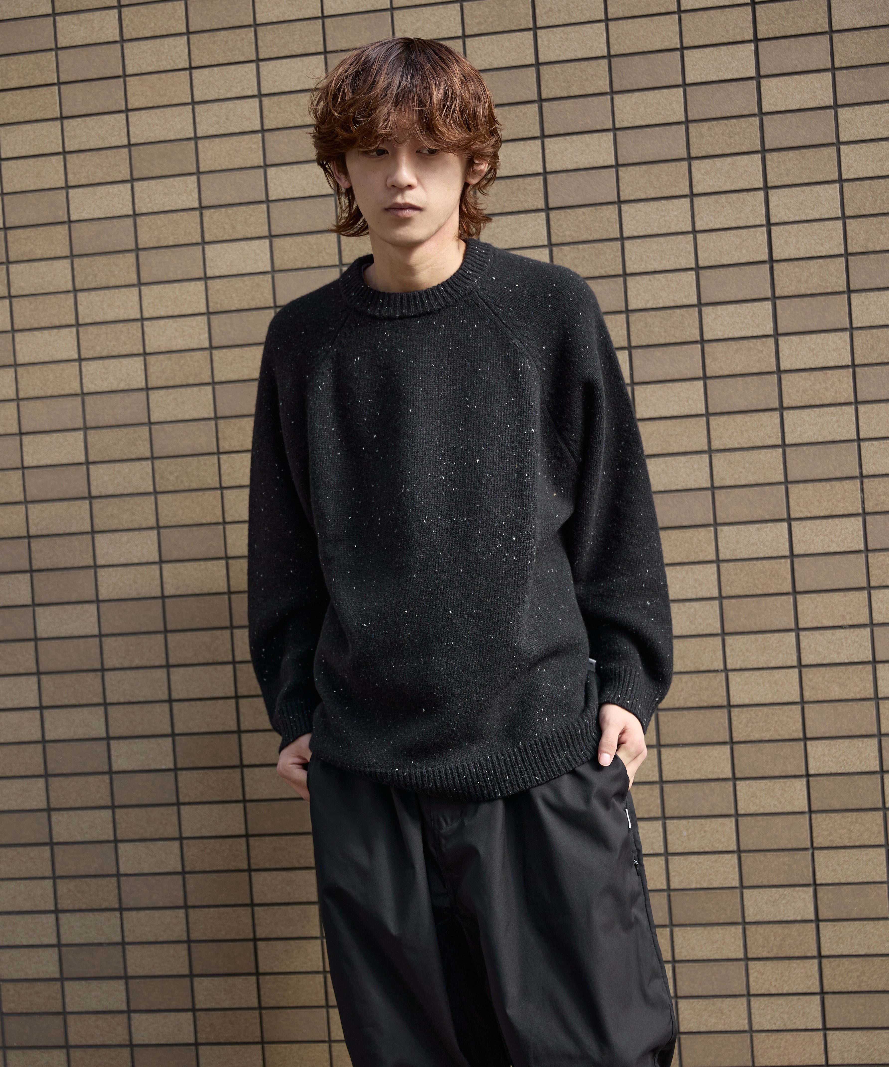 WOOL CREWNECK KNIT【BLACK】