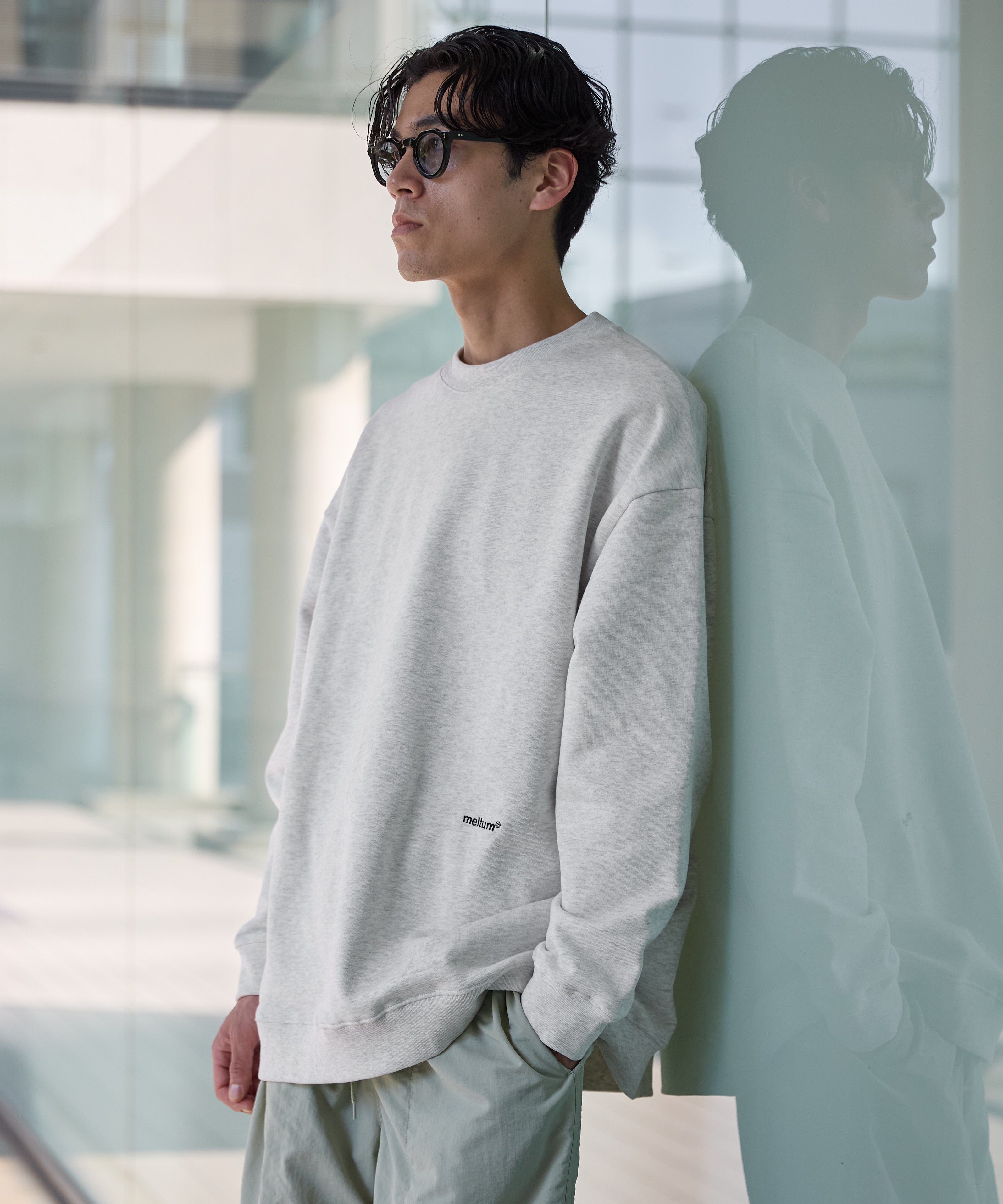 US COTTON HEAVEY SWEAT CREW【ASH】