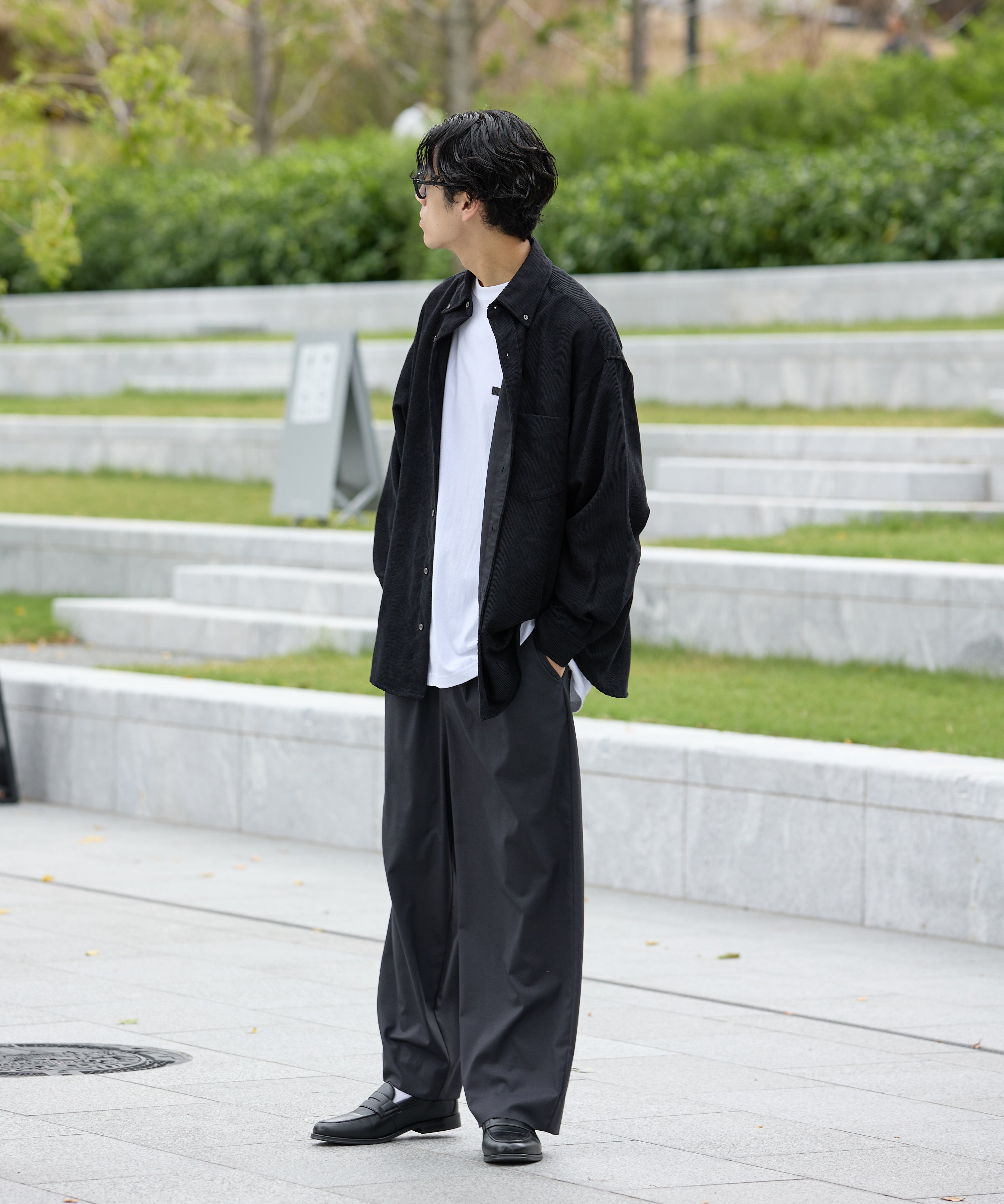 OVERSIZED CORDUROY SHIRT【BLACK】