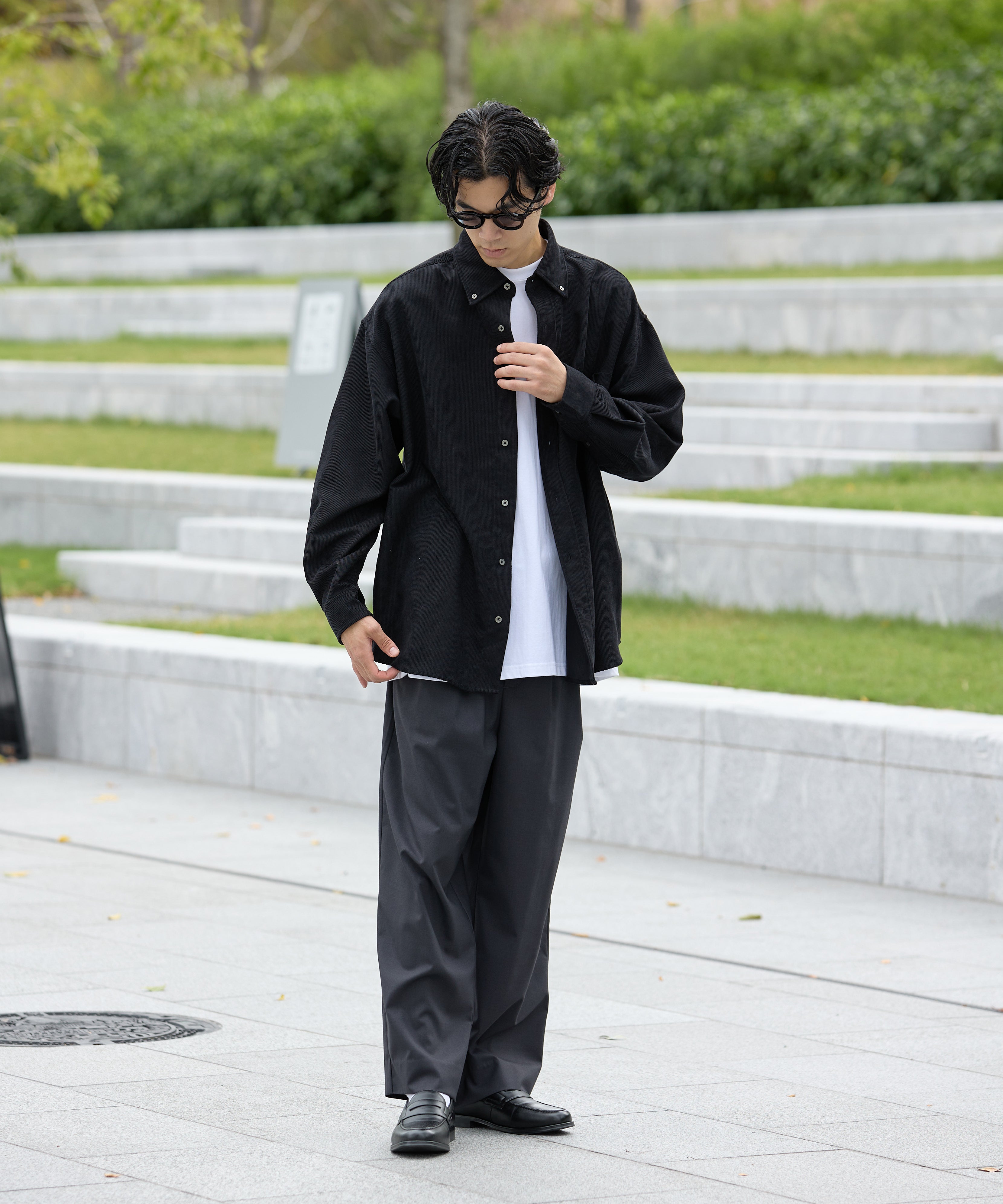 OVERSIZED CORDUROY SHIRT【BLACK】