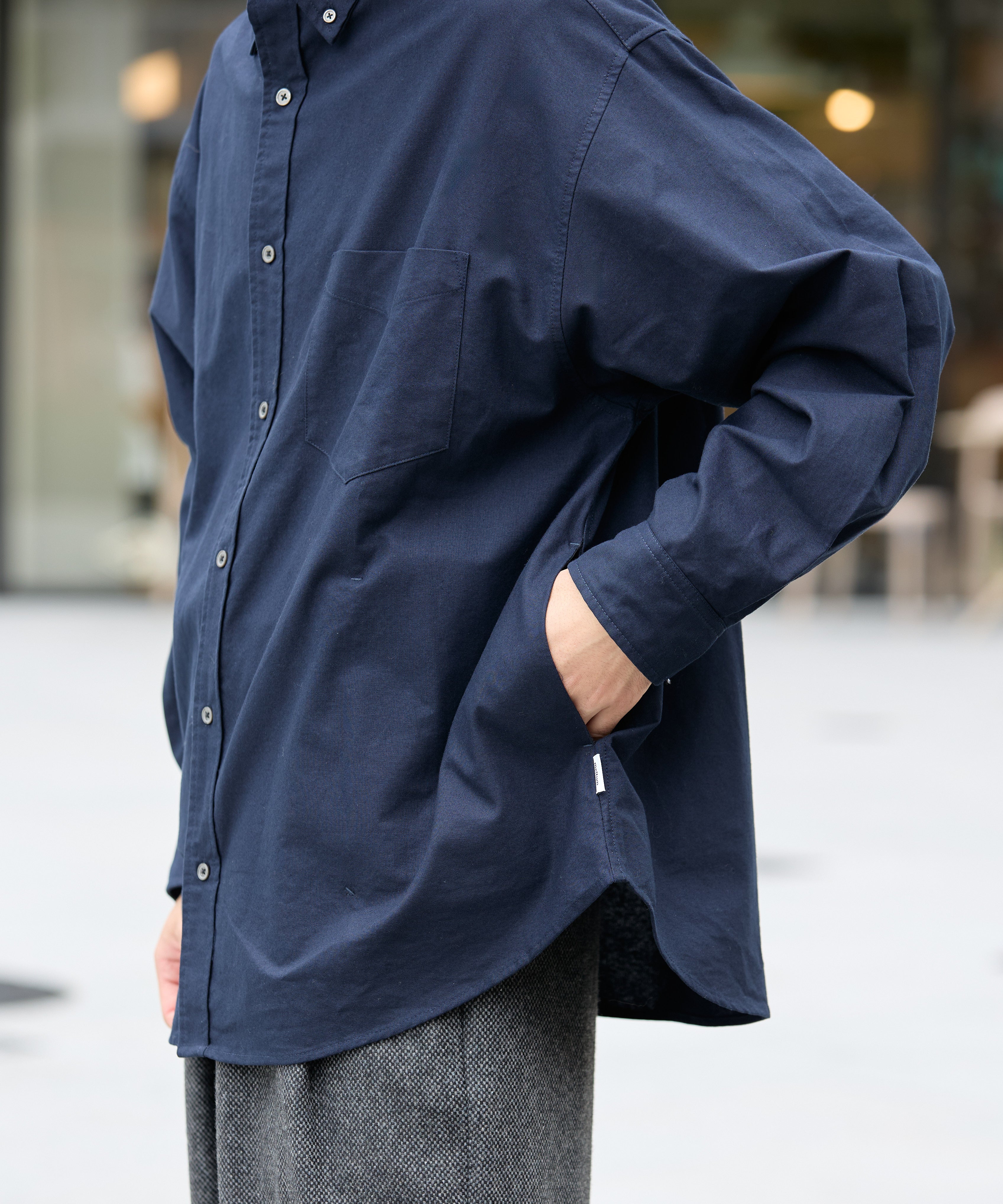 OVERSIZED B.D SHIRT【NAVY】