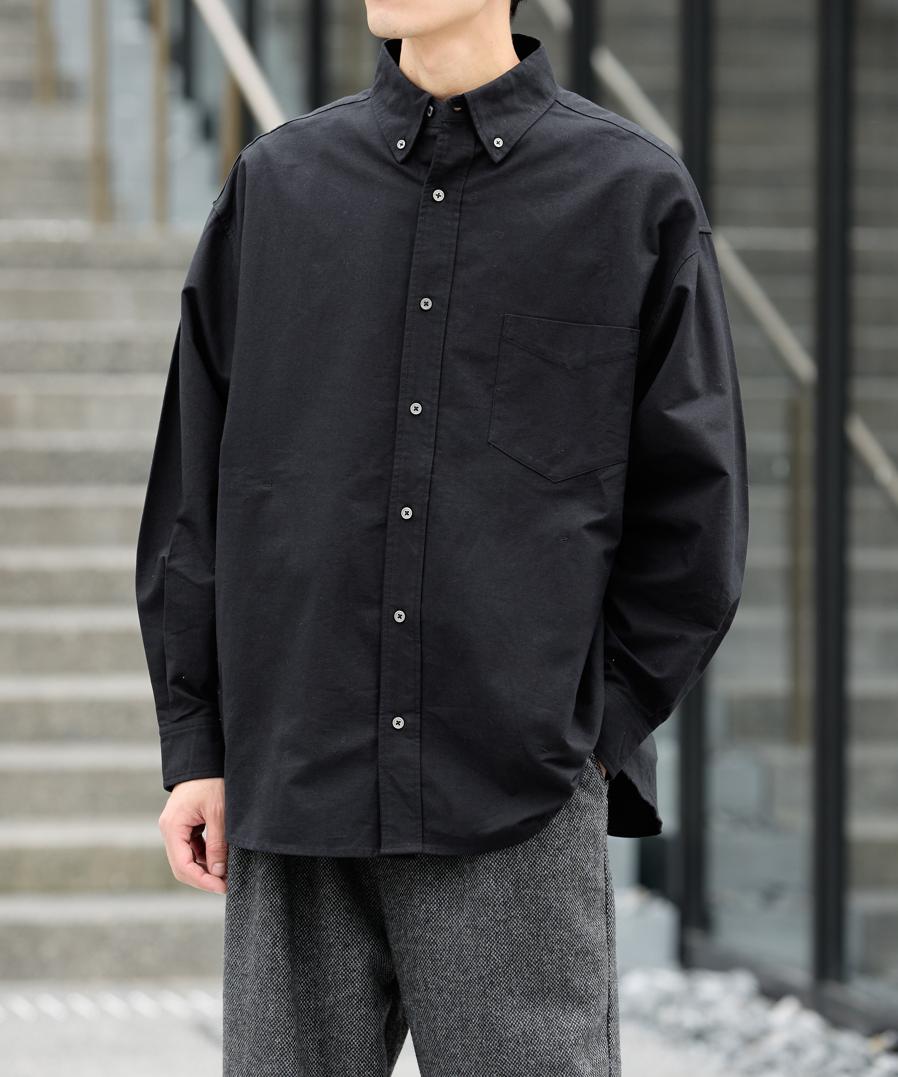 OVERSIZED B.D SHIRT【BLACK】