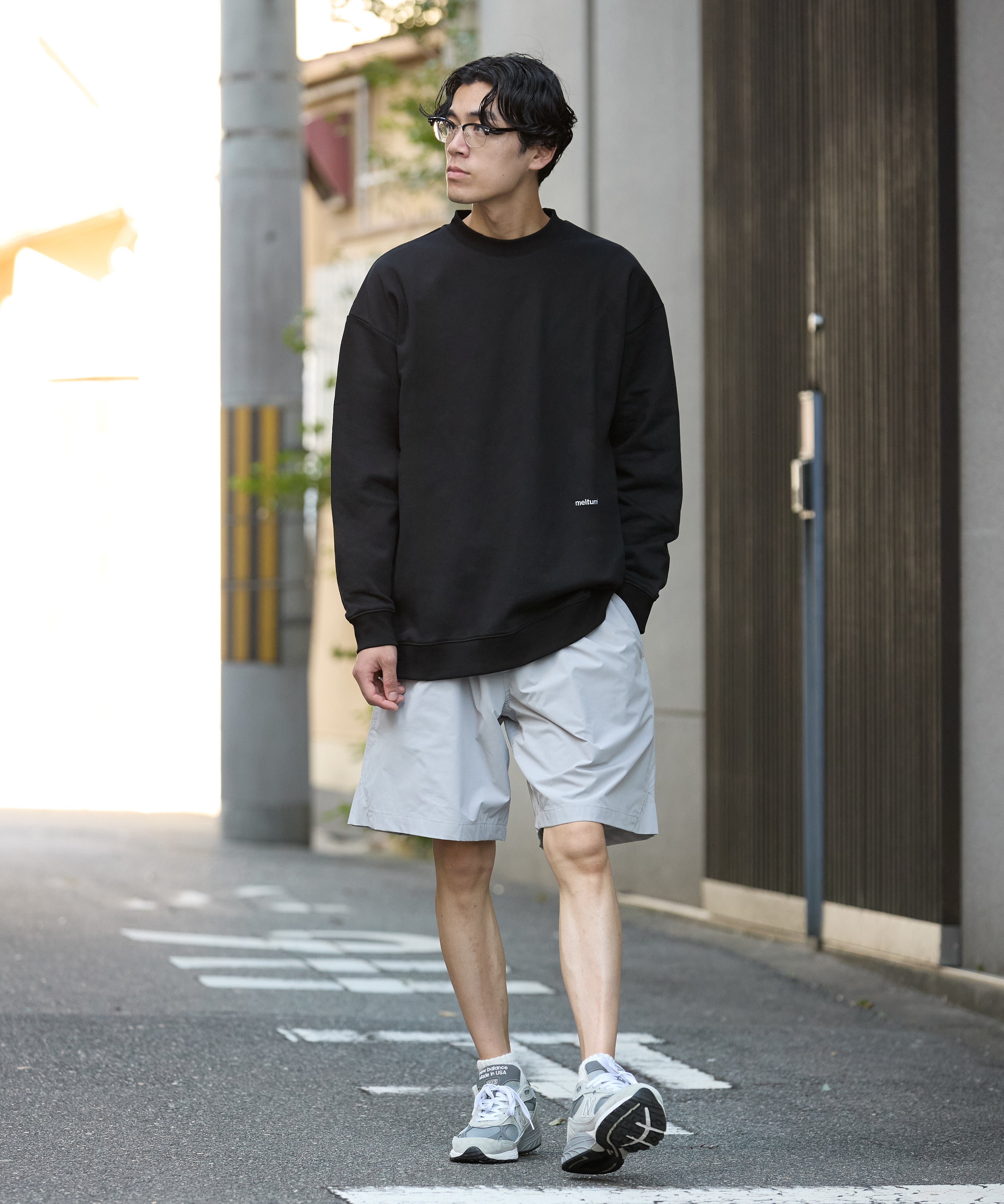 US COTTON HEAVEY SWEAT CREW【BLACK】