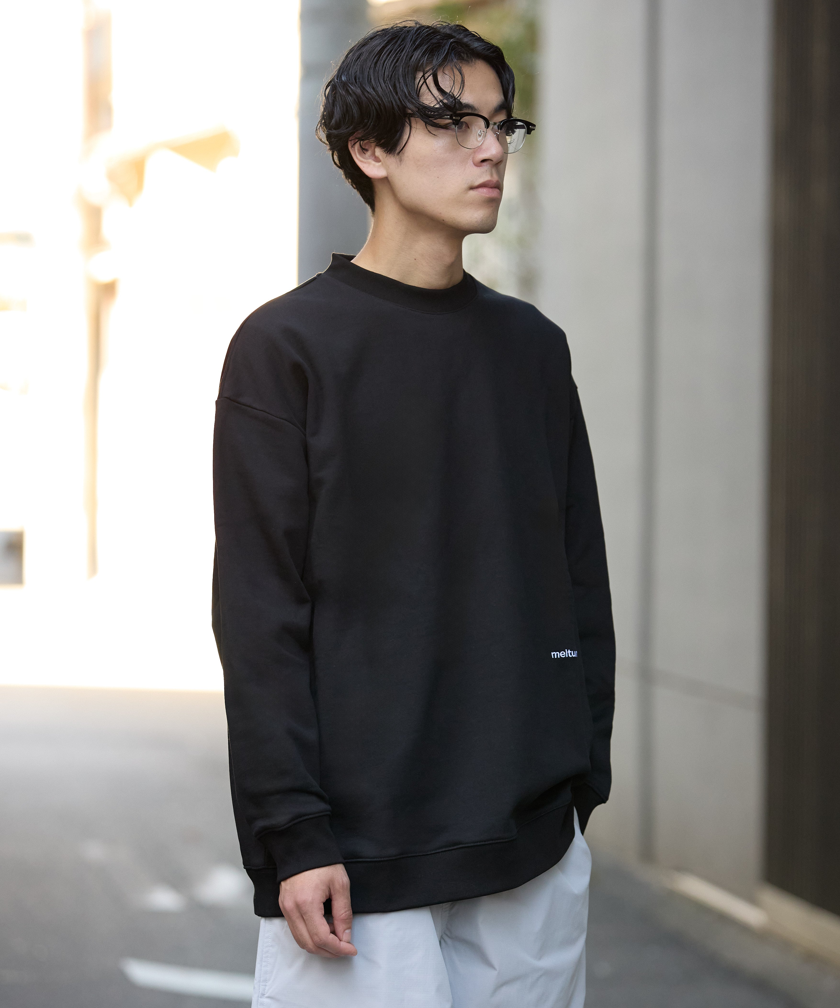 US COTTON HEAVEY SWEAT CREW【BLACK】