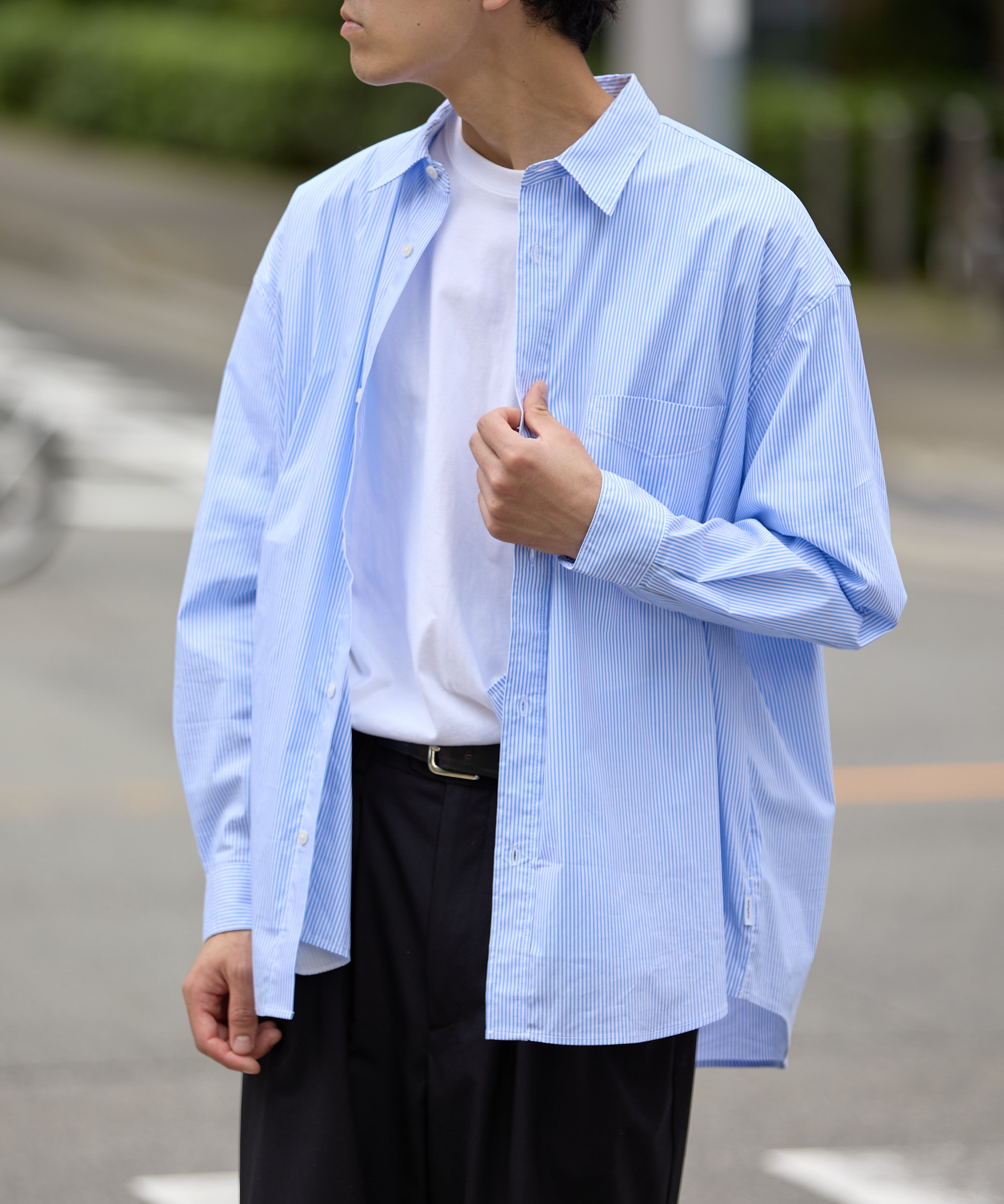 LOOSE STRIPE SHIRT L/S【BLUE】