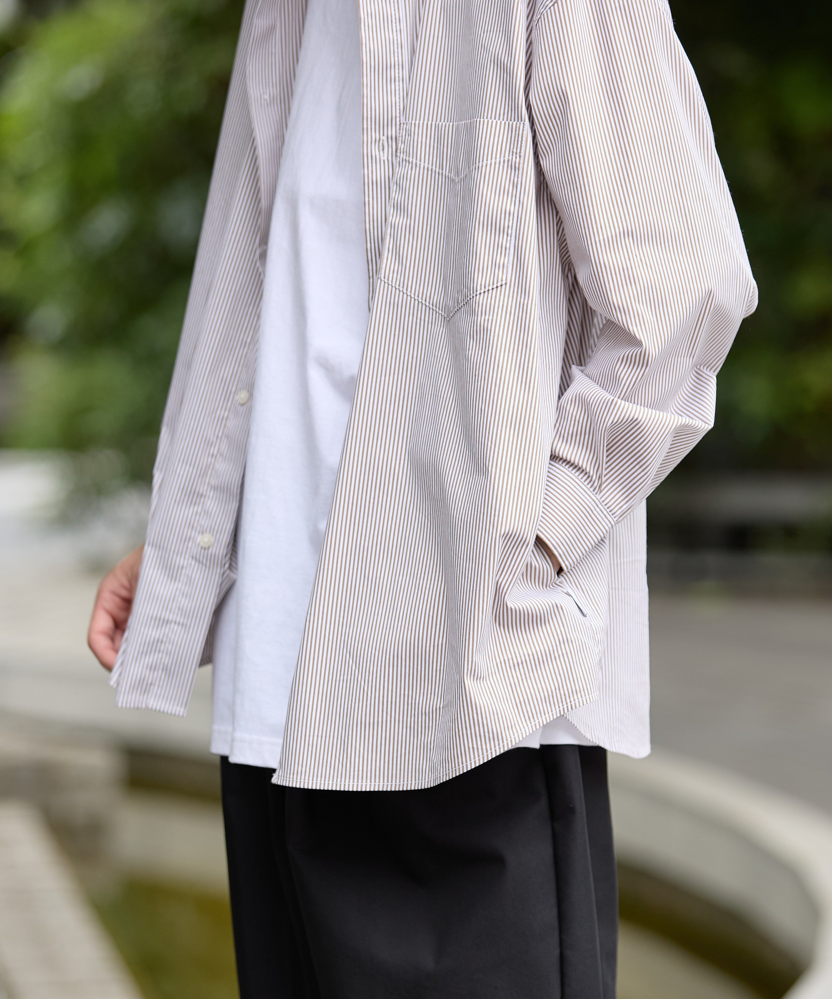 LOOSE STRIPE SHIRT L/S【BEIGE】