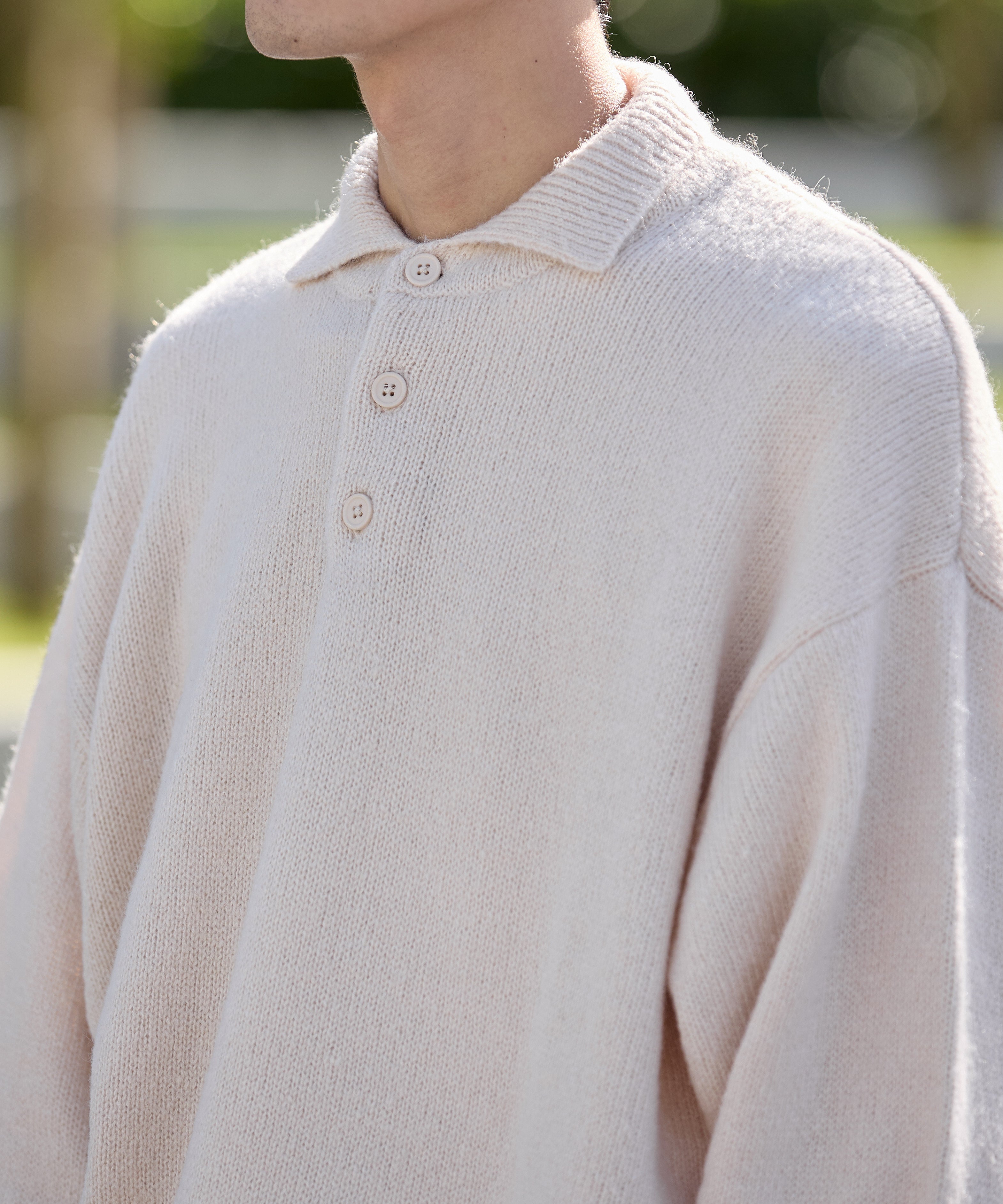 MOHAIR KNIT POLO【BEIGE】