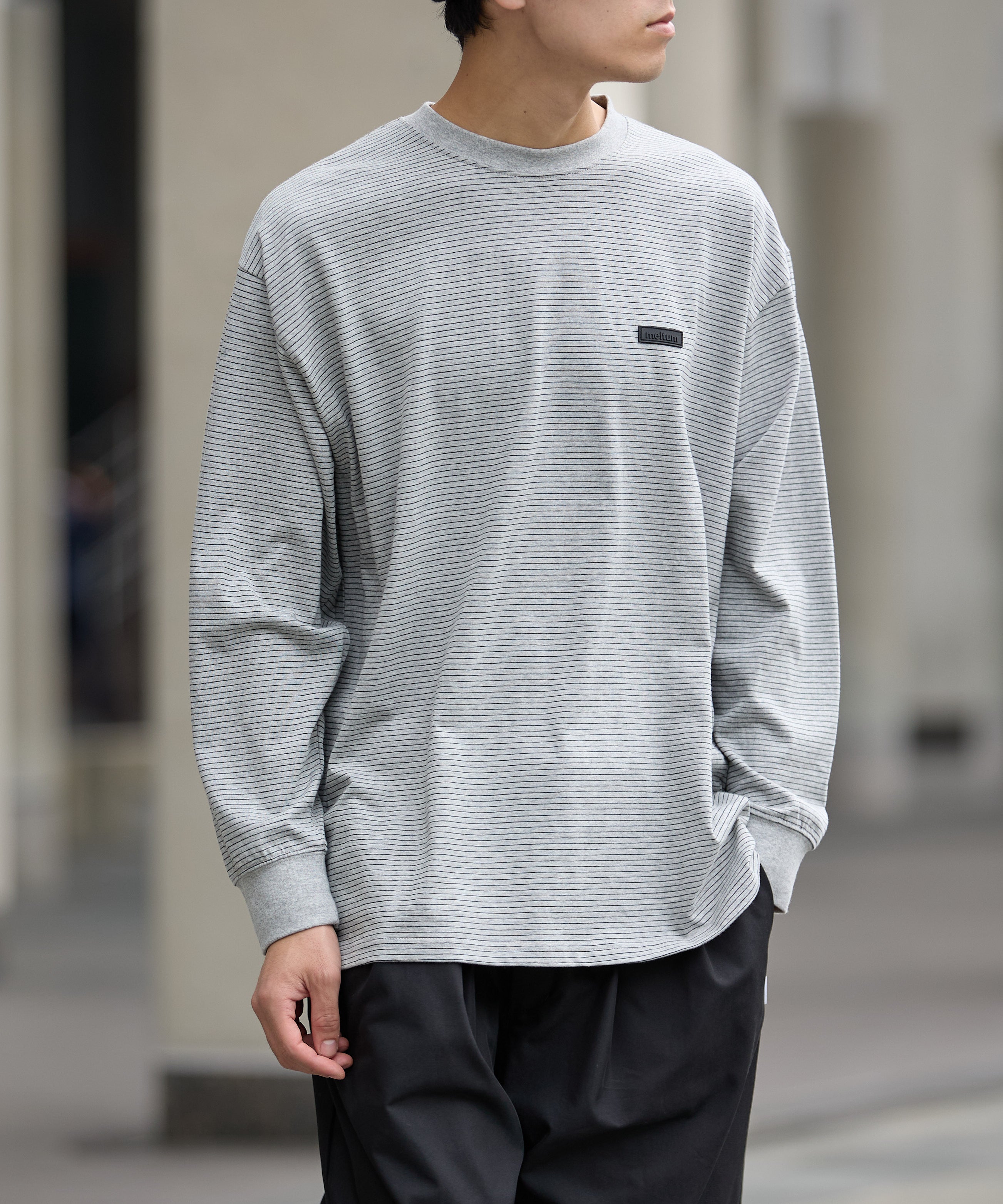 BORDER L/S T-SHIRT【GREY】