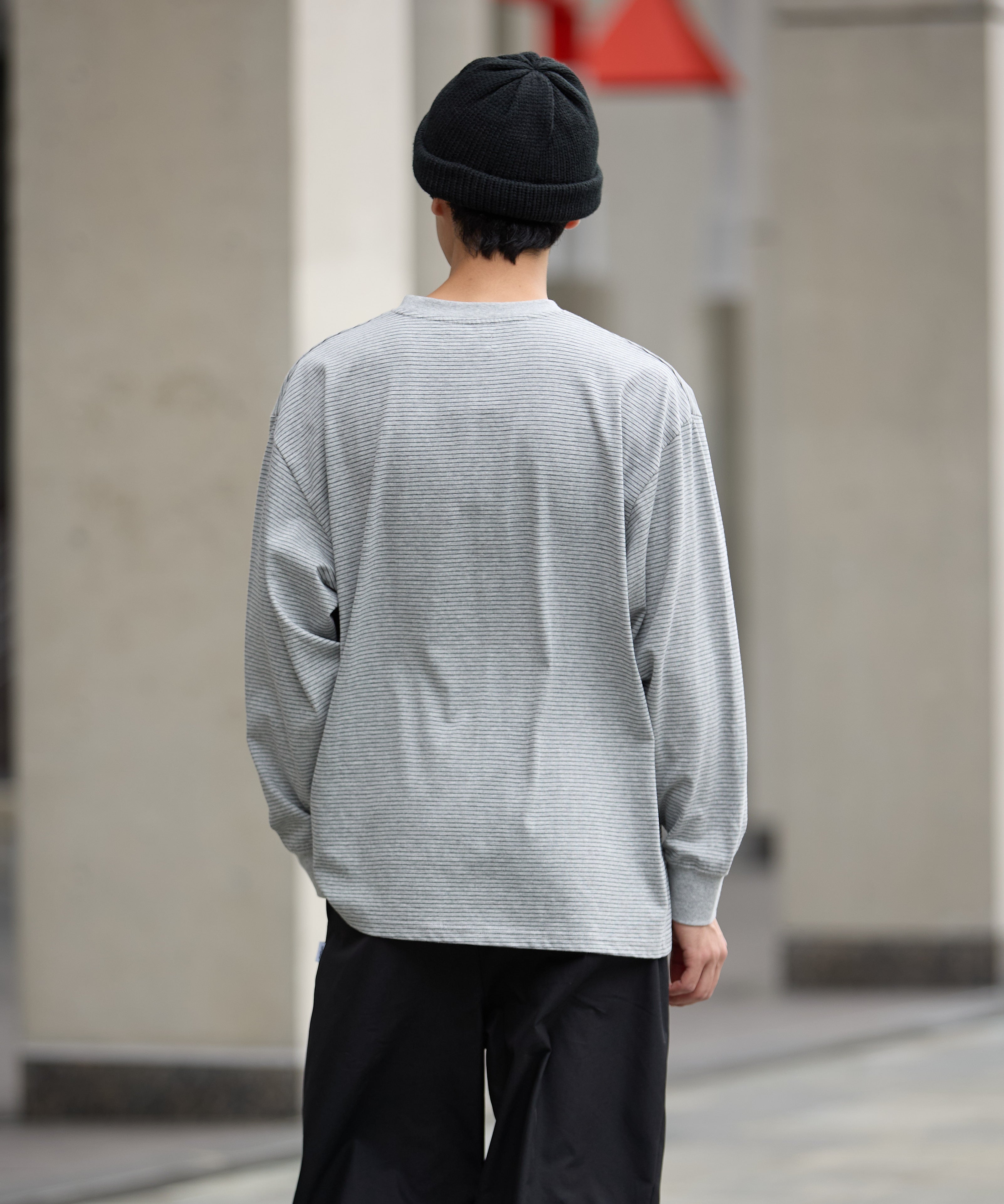 BORDER L/S T-SHIRT【GREY】