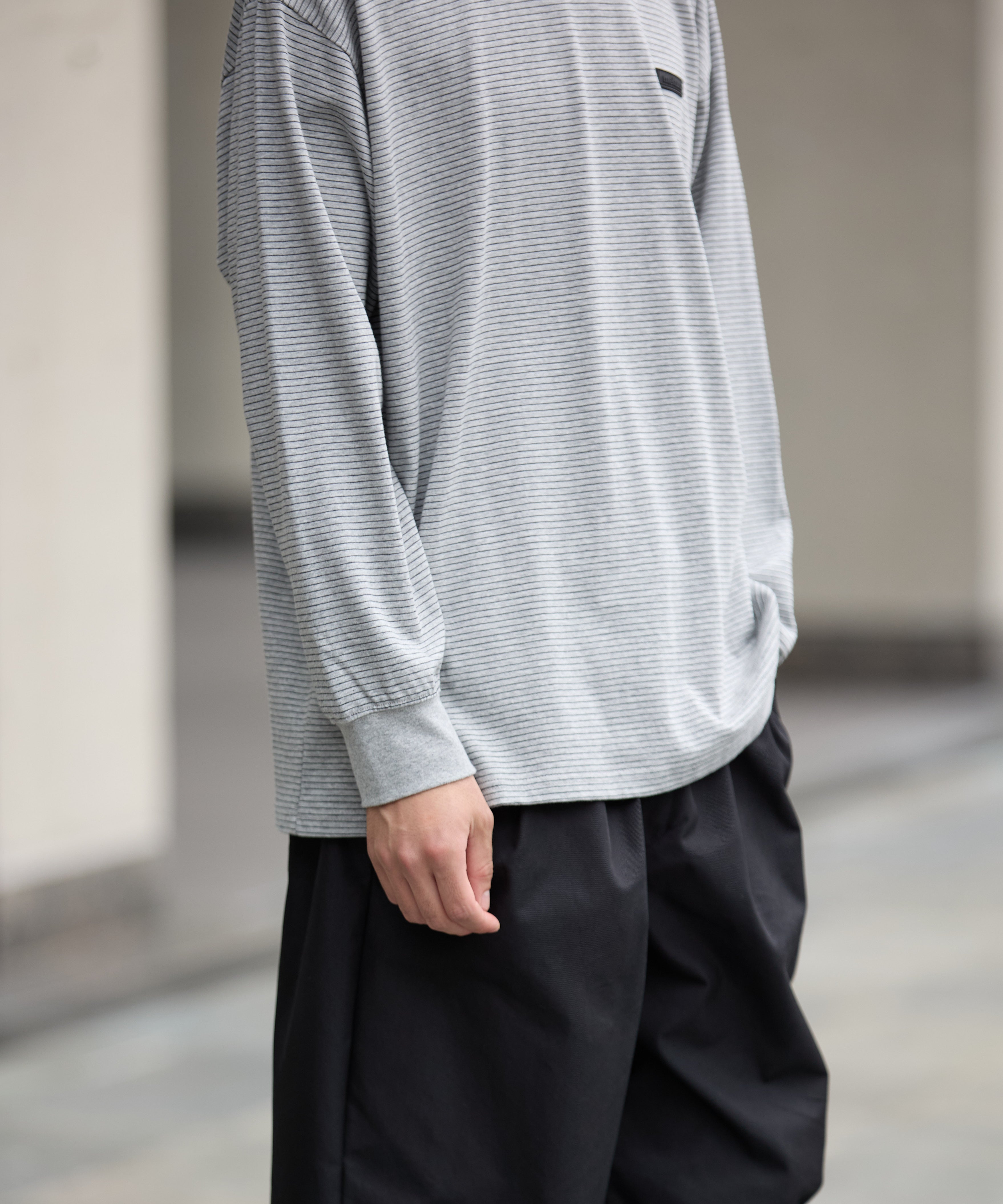 BORDER L/S T-SHIRT【GREY】