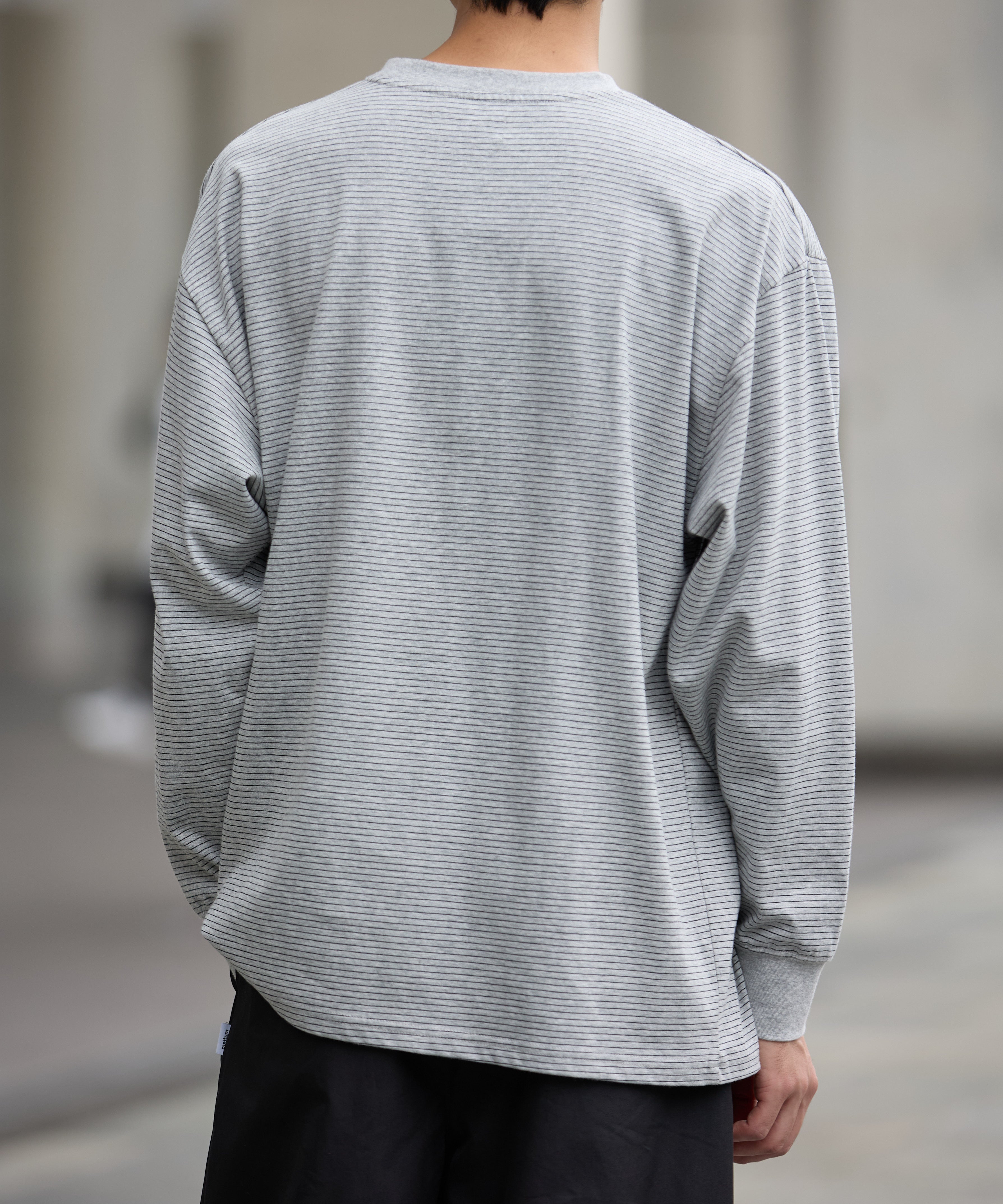 BORDER L/S T-SHIRT【GREY】