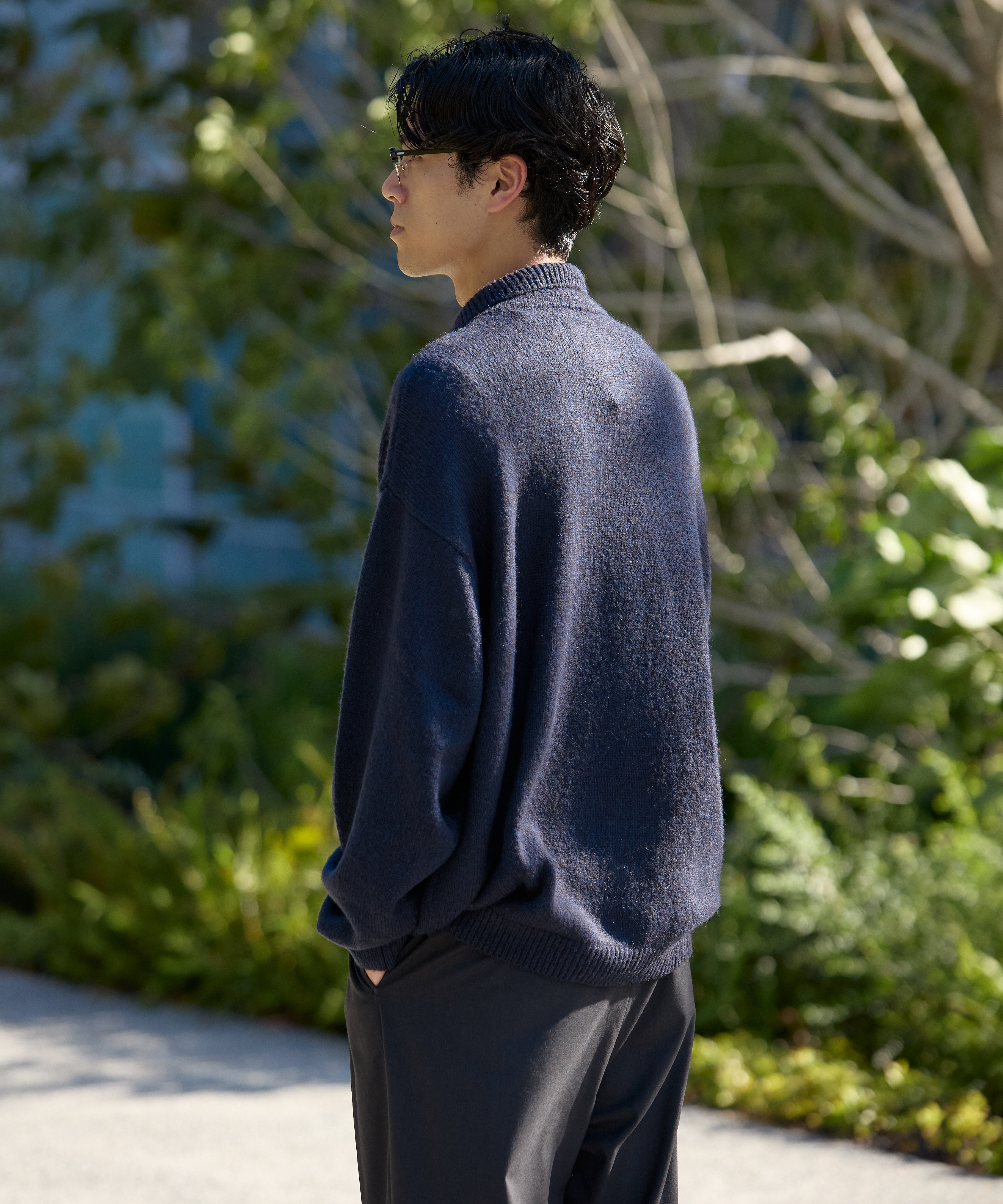 MOHAIR KNIT POLO【NAVY】